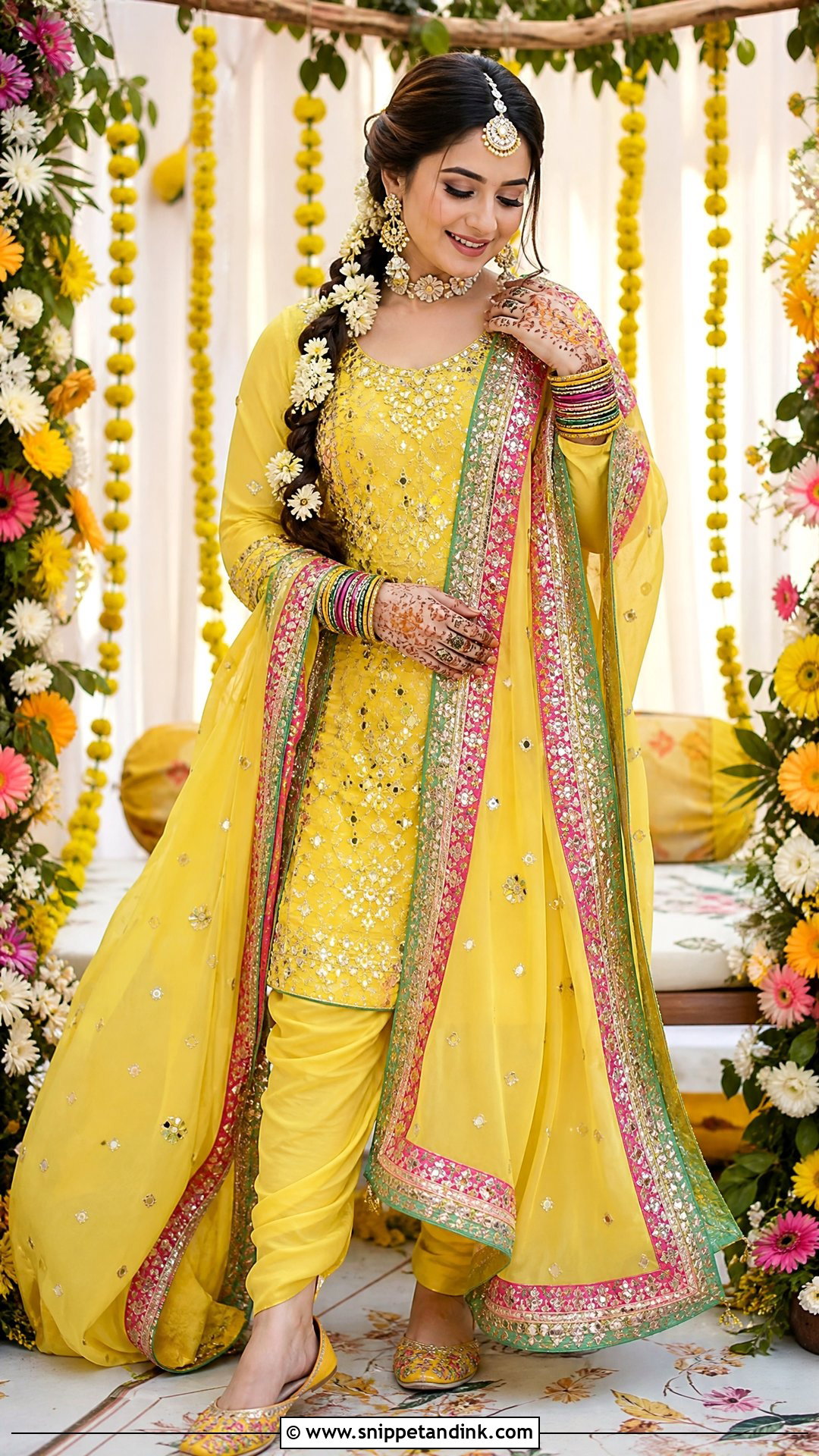 Yellow Mehndi Hyderabadi Bride - Snippet and Ink - 20 Hyderabadi Bride Ideas