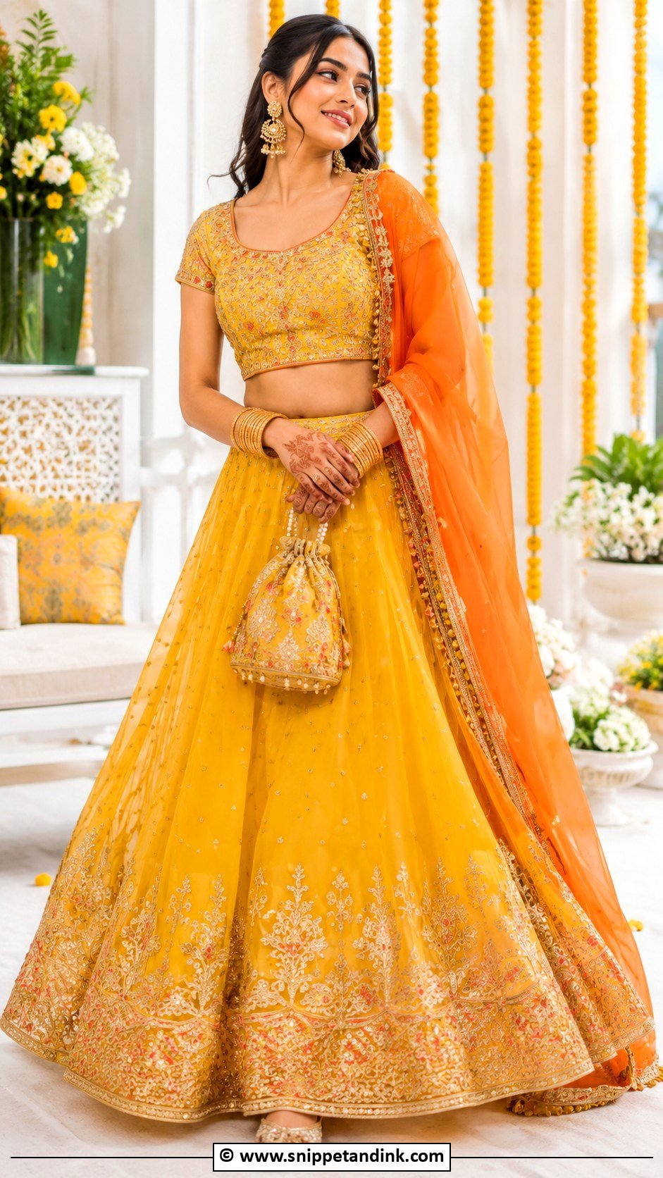 Yellow Mehndi Lehenga Choli - Snippet and Ink - 30 Pakistani Mehndi Dresses