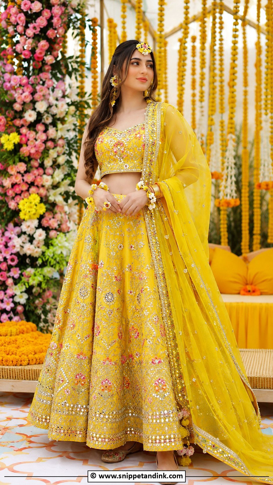 Yellow Mehndi Lehenga Choli - Snippet and Ink - 30 Pakistani Mehndi Dress Ideas