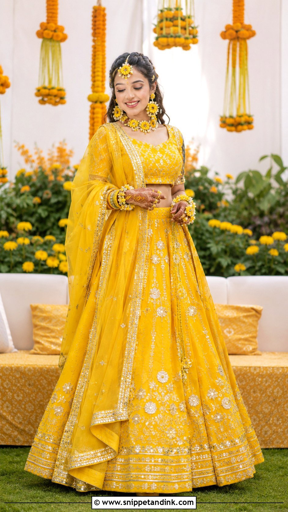 Yellow Mehndi Lehenga For Bride - Snippet and Ink - 25 Mehndi Dress Ideas for Bride