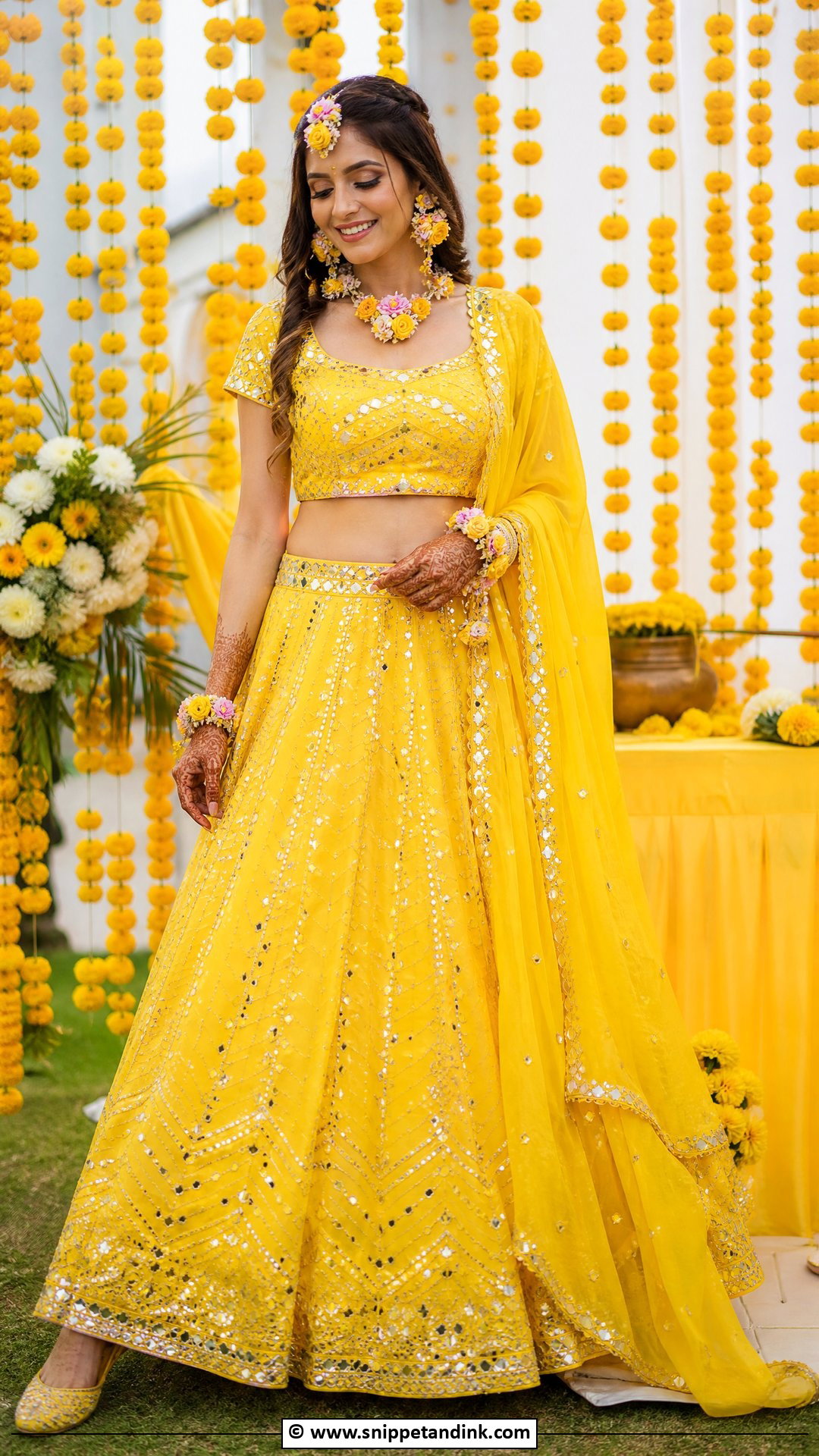 Yellow Mehndi Lehenga For Bride - Snippet and Ink - 35 Mehndi Dress for Bride Ideas