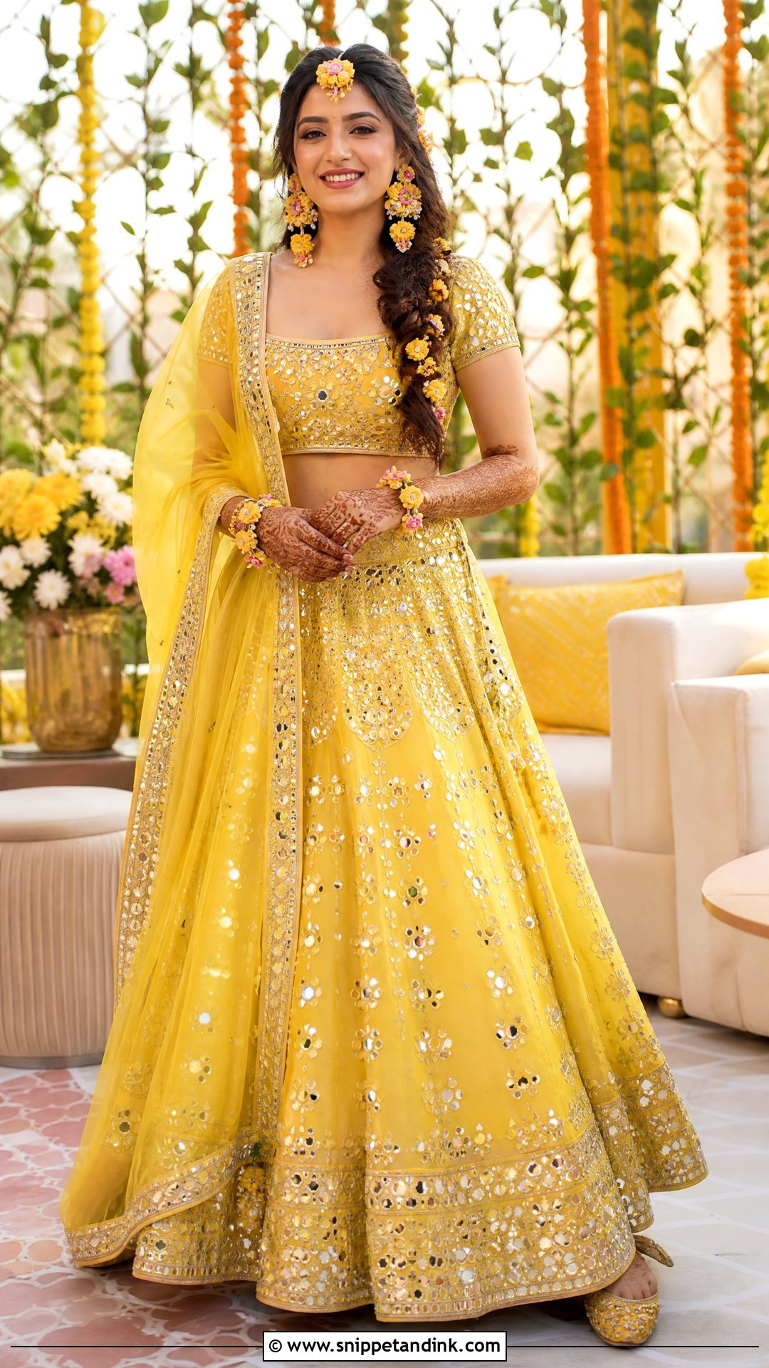 Yellow Mehndi Lehenga Outfit - Snippet and Ink - 25 Mehndi Outfits for Bride
