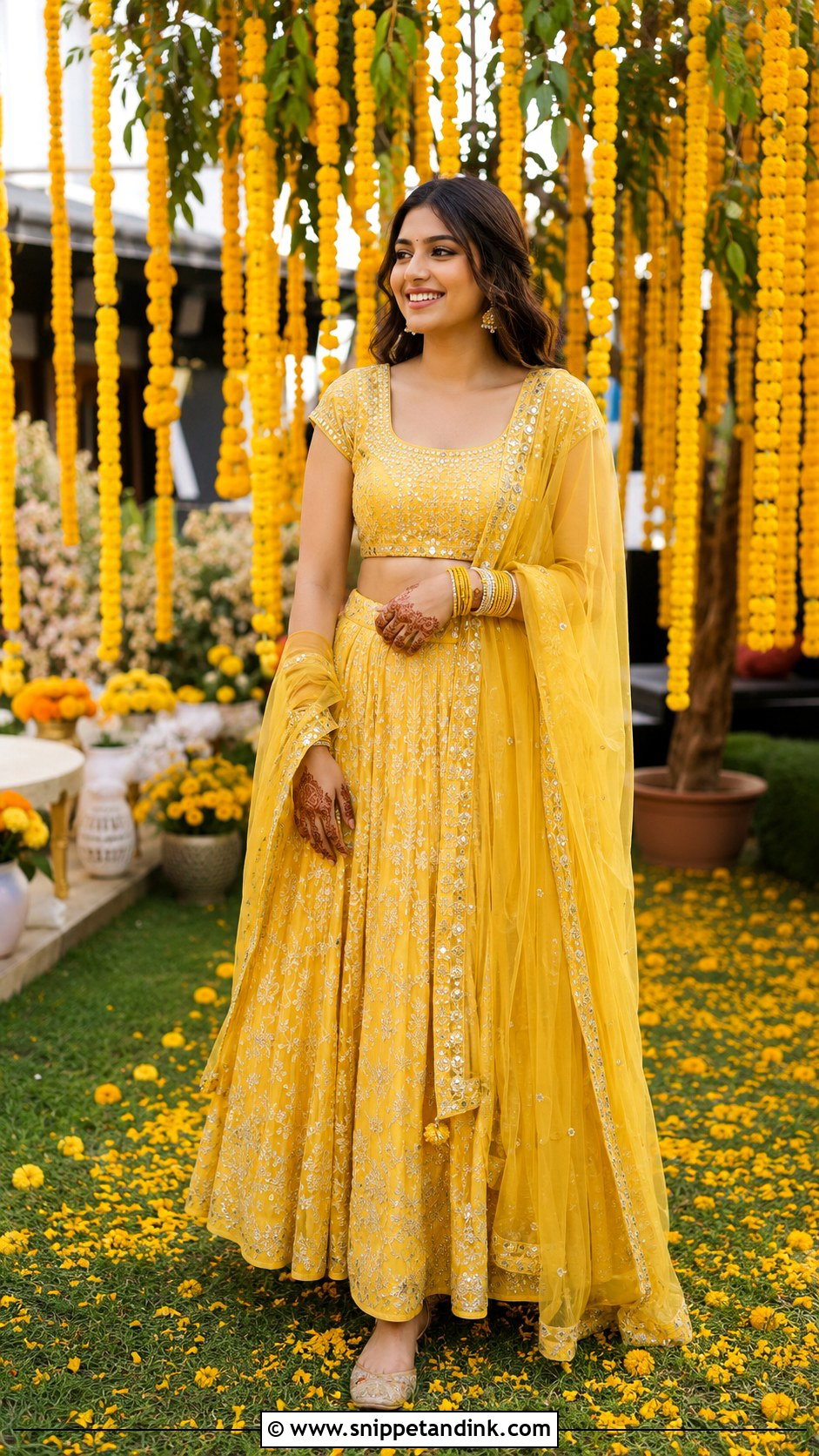 Yellow Mehndi Lehenga Outfit - Snippet and Ink - 25 Simple Mehndi Outfit Ideas