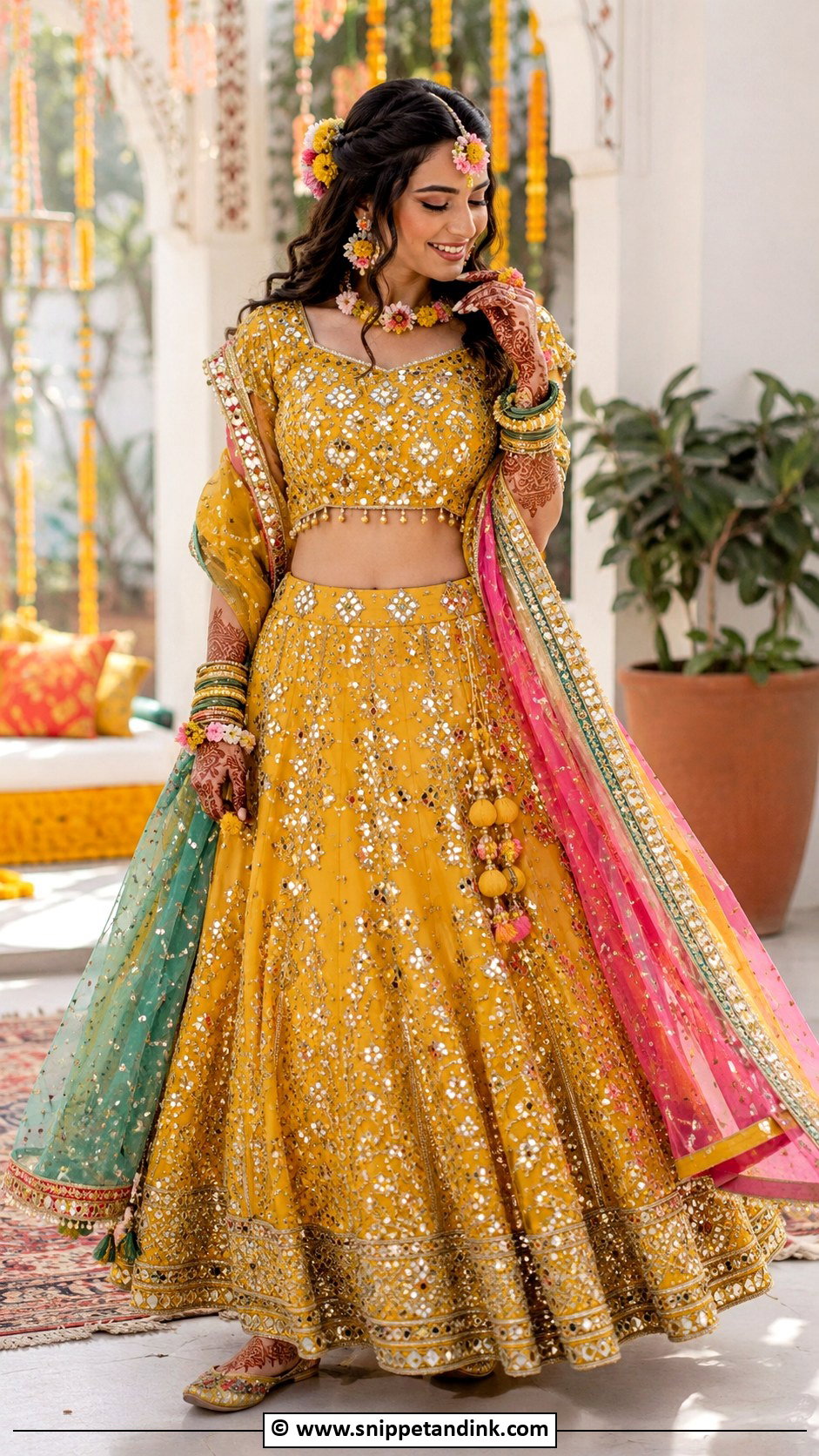 Yellow Mehndi Pakistani Bridal Lehenga - Snippet and Ink - 35 Pakistani Bridal Wear Ideas