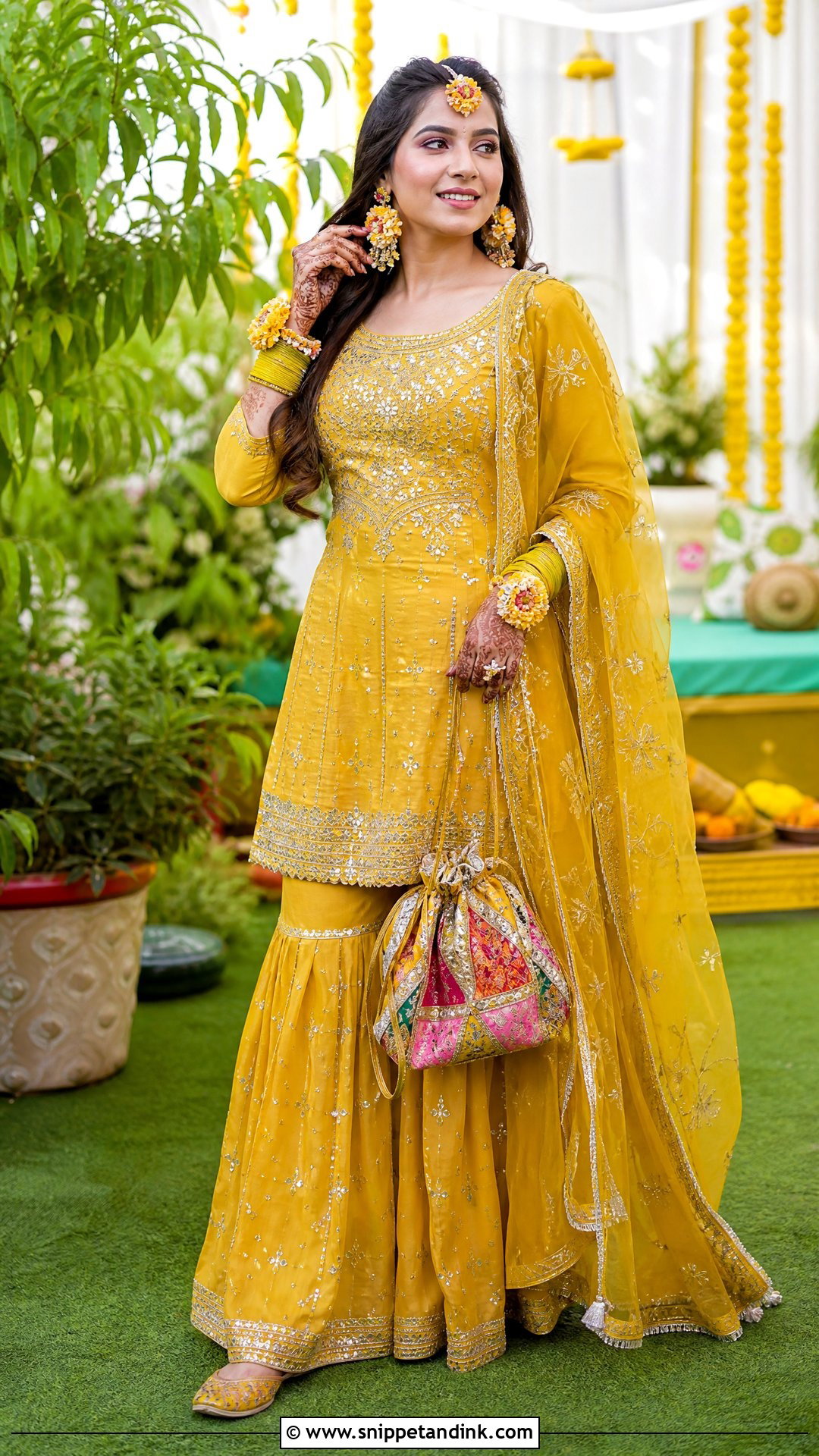 Yellow Mehndi Sharara Suit - Snippet and Ink - 25 Heavy Sharara Suits for Wedding