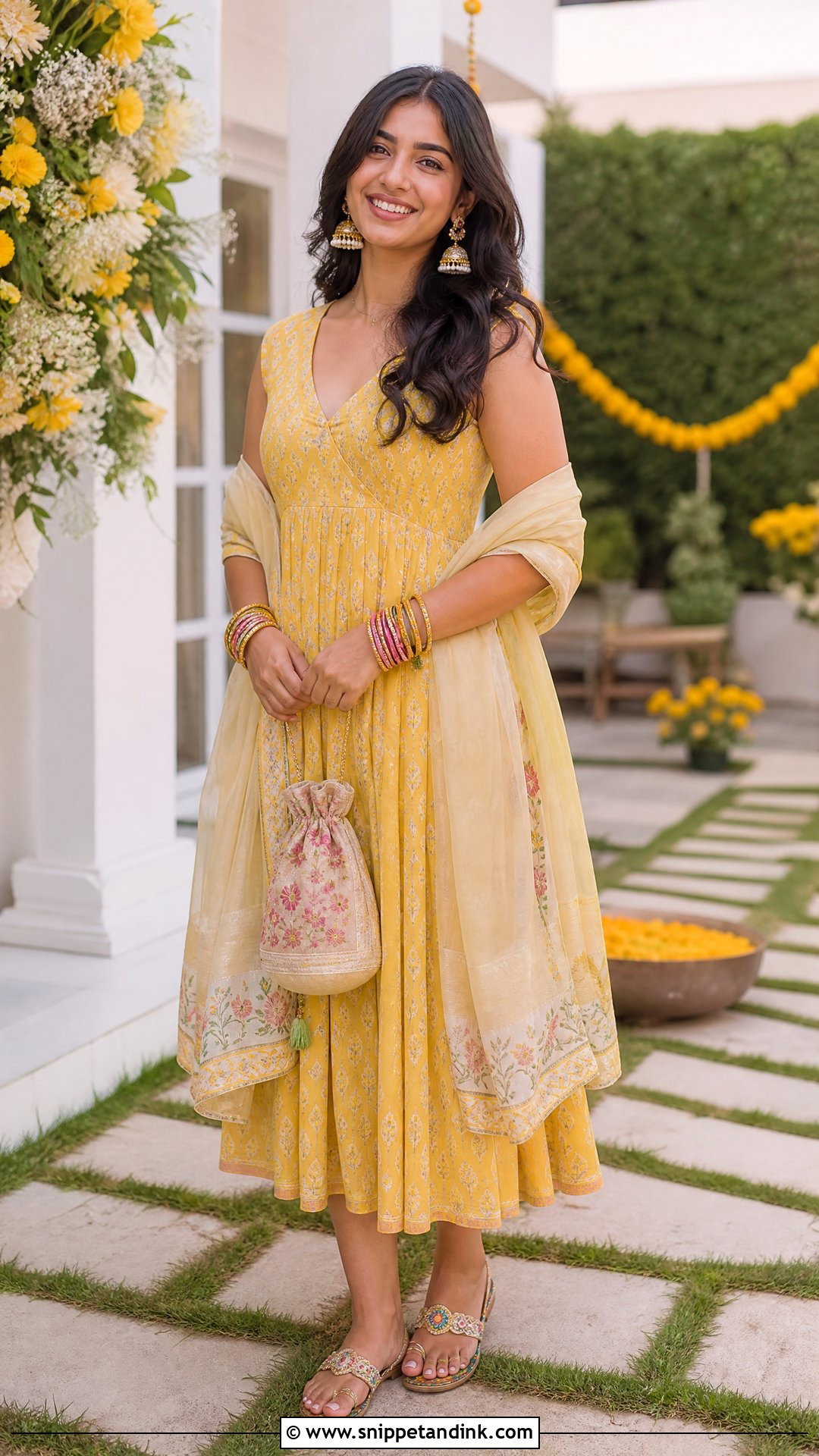 Yellow Midi Dress for Haldi Function - Snippet and Ink - 25 Dress for Haldi Function Indian Weddings Ideas
