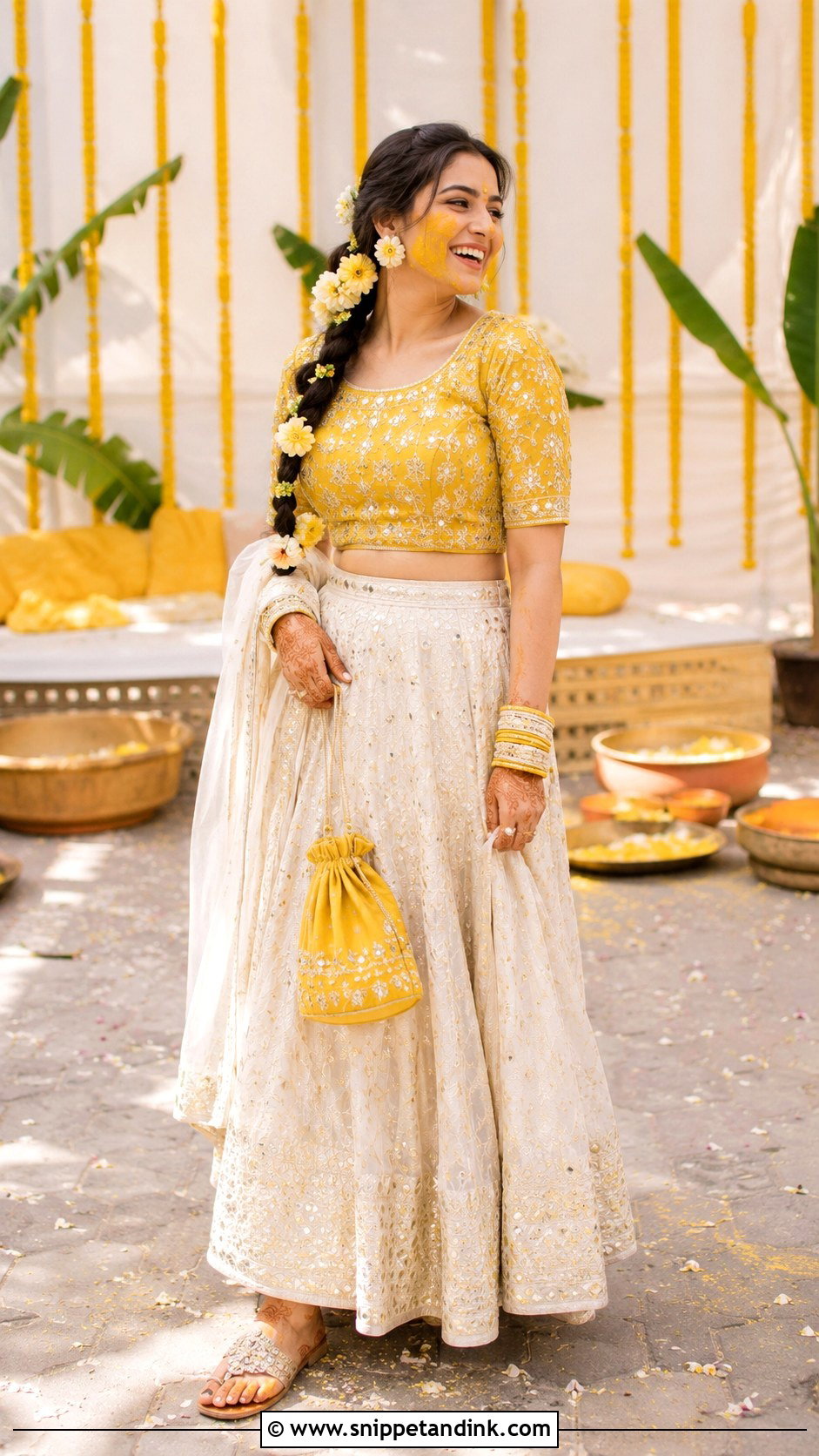 Yellow Mirror Maggam Work Bridal Blouse - Snippet and Ink - 20 Bride Maggam Work Blouses Ideas