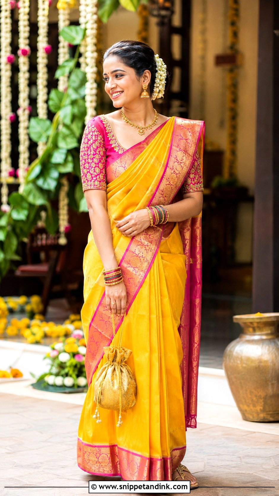 Yellow Nandhi GSB Konkani Bride - Snippet and Ink - 20 Gsb Konkani Bride Ideas