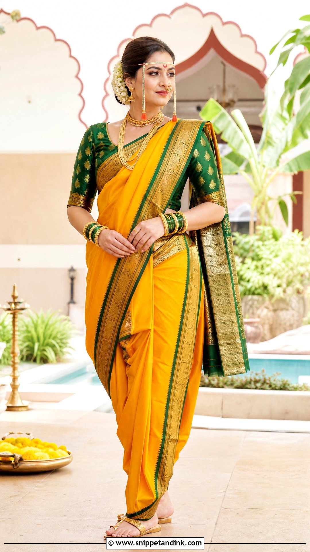 Yellow Nauvari Marathi Bride Look - Snippet and Ink - 20 Simple Marathi Bride Look Ideas