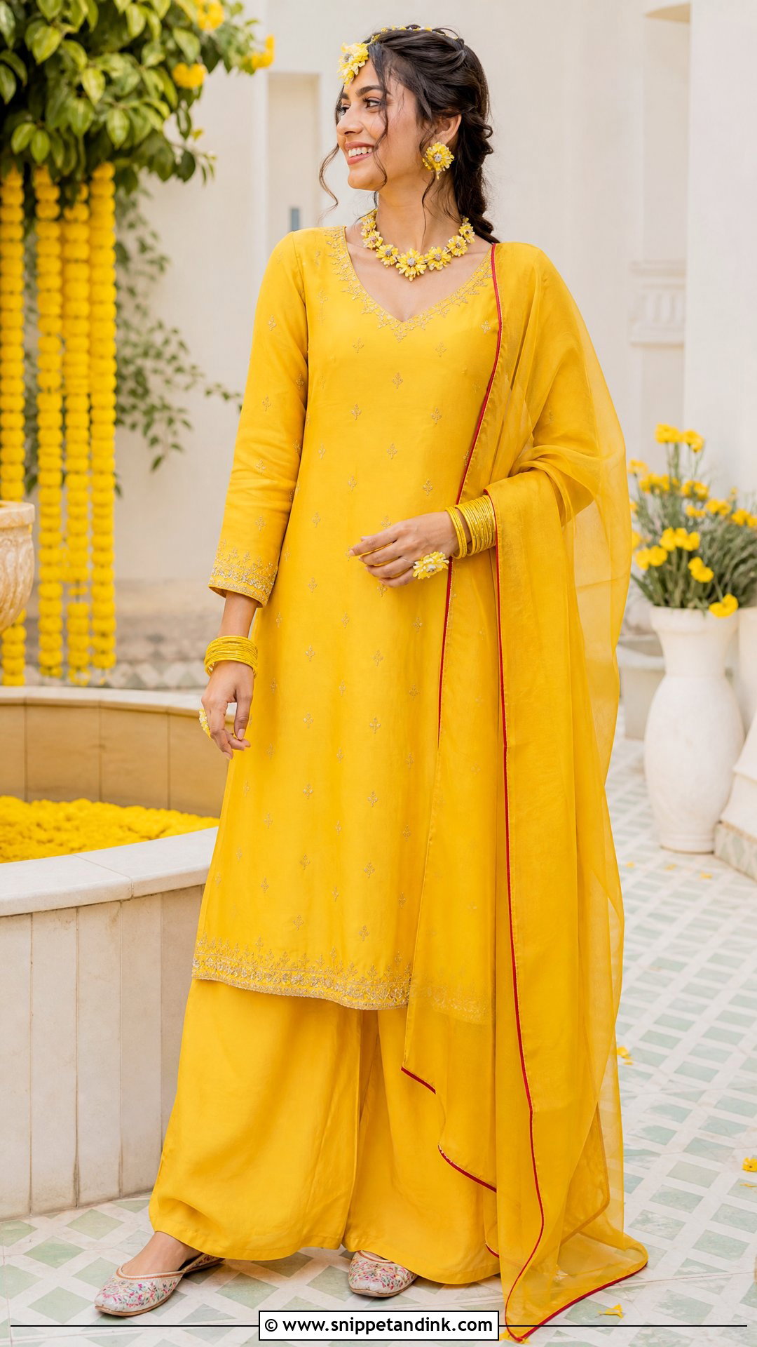 Yellow Nepali Haldi Kurta Set - Snippet and Ink - 25 Nepali Wedding Dress Ideas