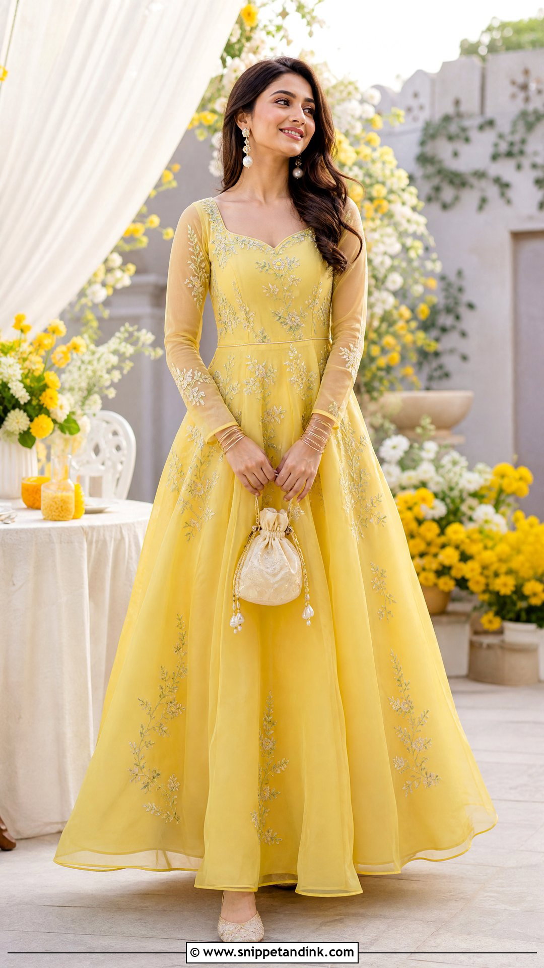 Yellow Organza Gown for Haldi - Snippet and Ink - 20 Yellow Gown for Haldi Ideas