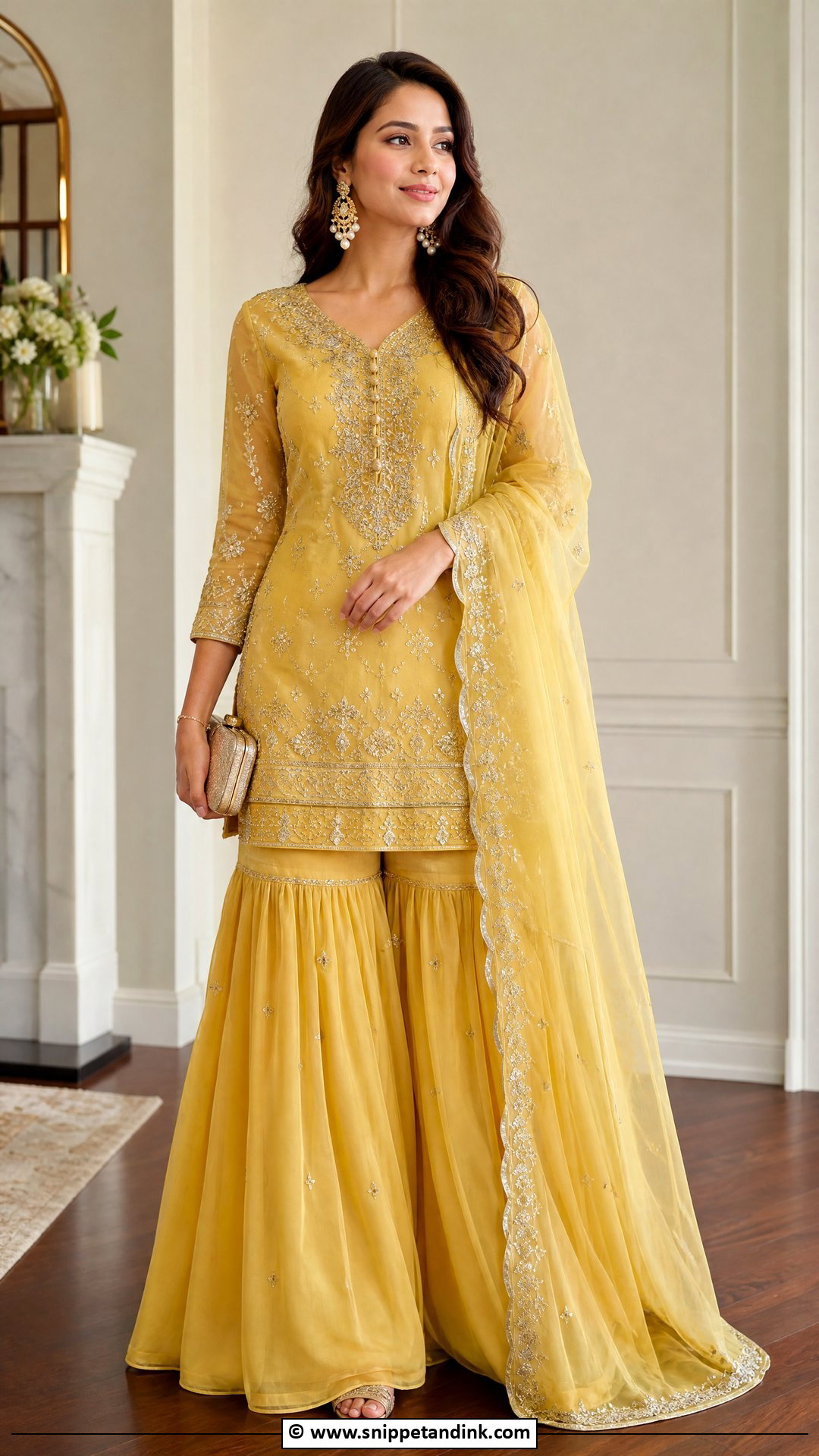 Yellow Organza Sharara - Snippet and Ink - 30 Yellow Sharara Ideas