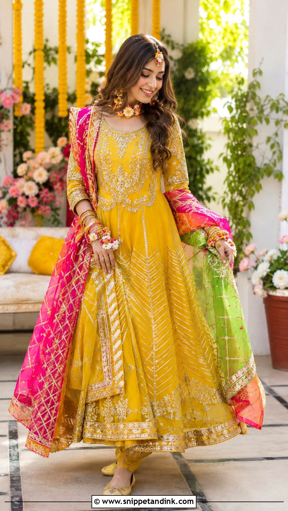 Yellow Pakistani Bridal Mehndi Dress - Snippet and Ink - 25 Pakistani Bridal Dress Ideas