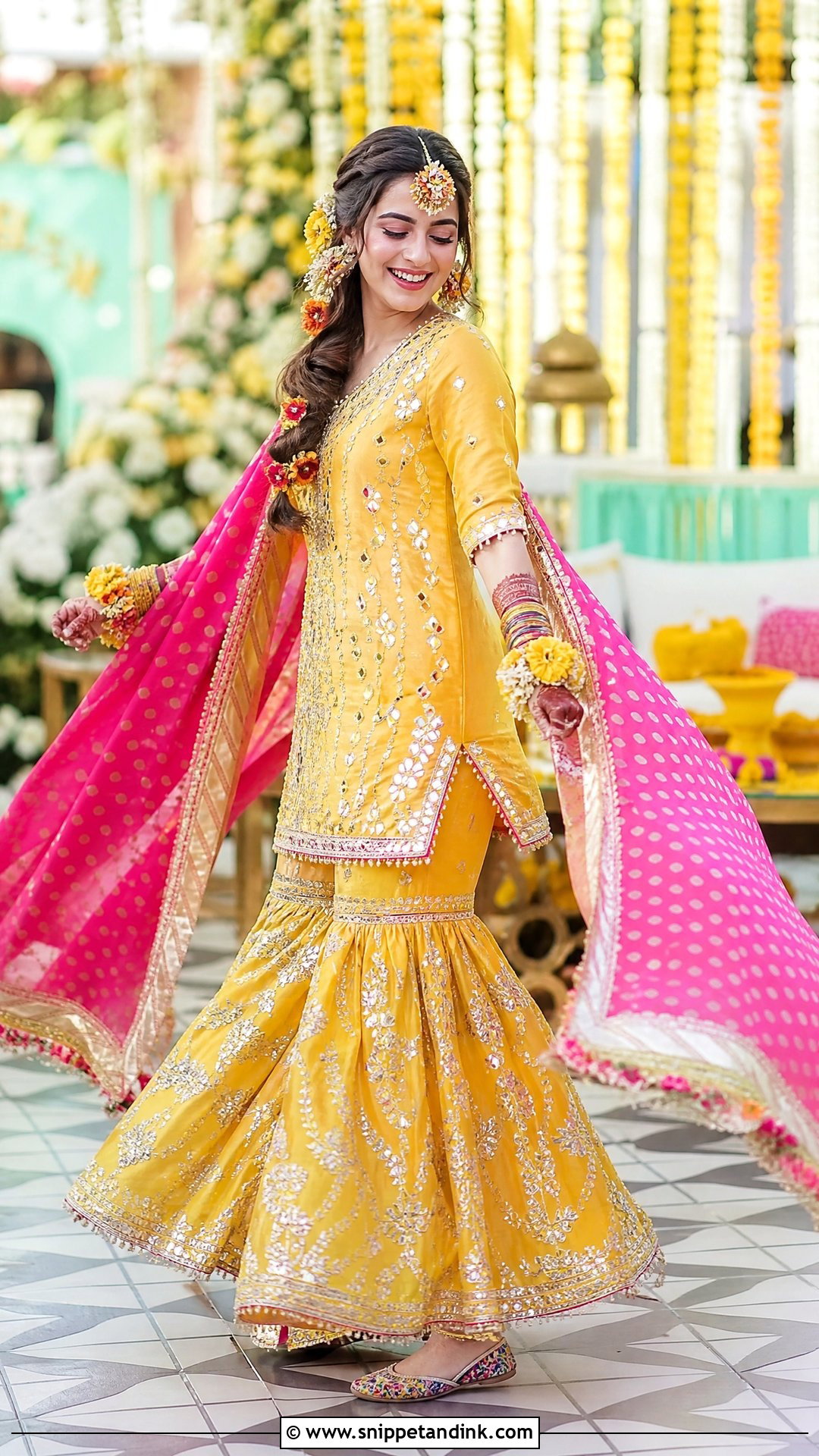 Yellow Pakistani Bridal Mehndi Gharara Suit - Snippet and Ink - 20 Pakistani Bridal Suits