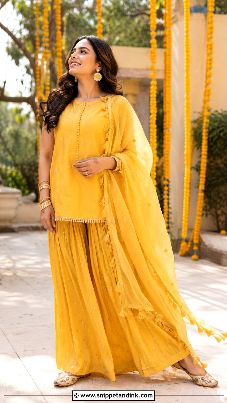 Yellow Palazzo Dress For Haldi - Snippet and Ink - 25 Yellow Dress for Haldi Ideas