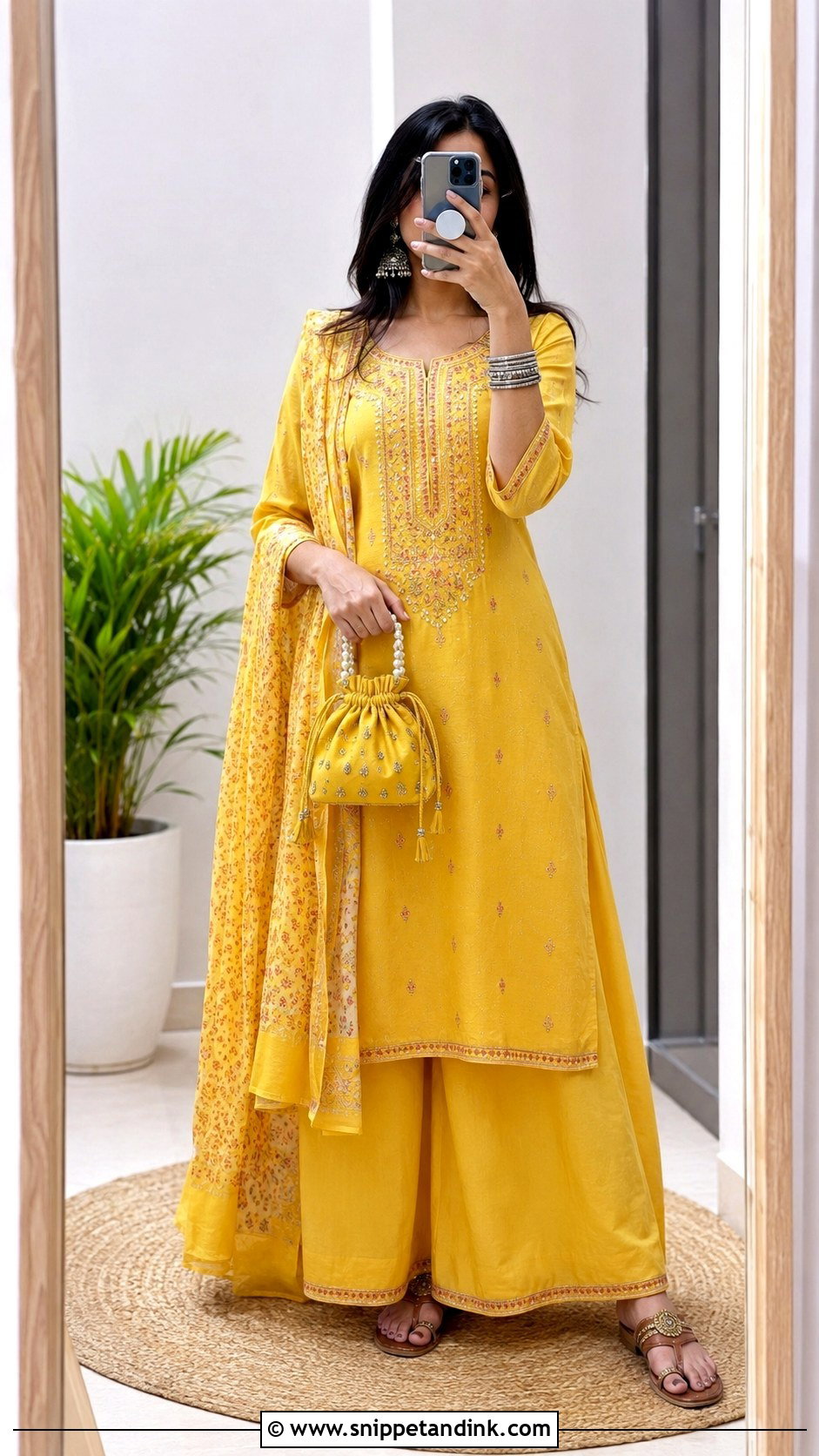 Yellow Palazzo Set Haldi Outfit - Snippet and Ink - 20 Haldi Inspo Outfit Ideas