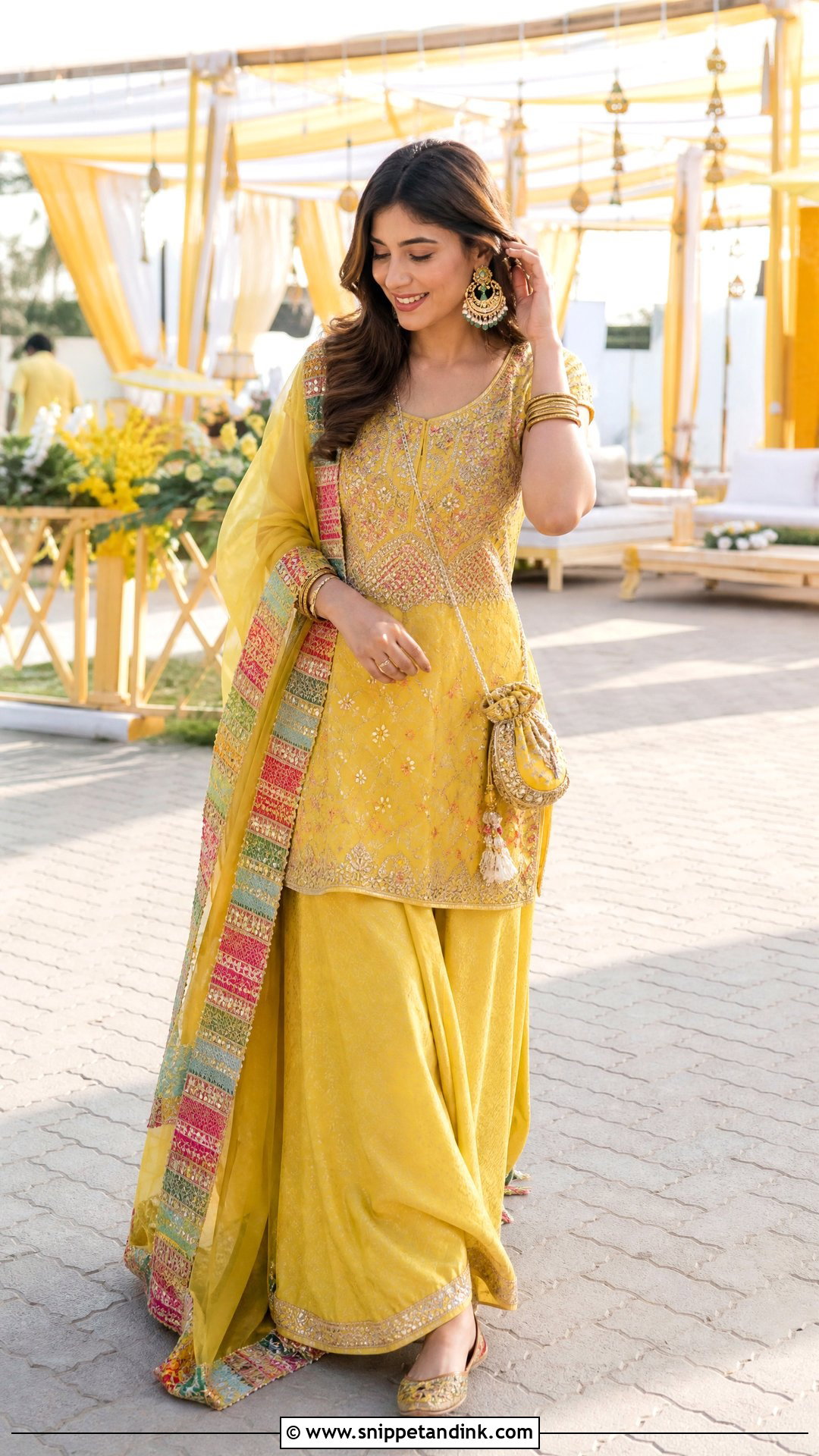 Yellow Palazzo Set Haldi Outfit - Snippet and Ink - 25 Aesthetic Haldi Outfits