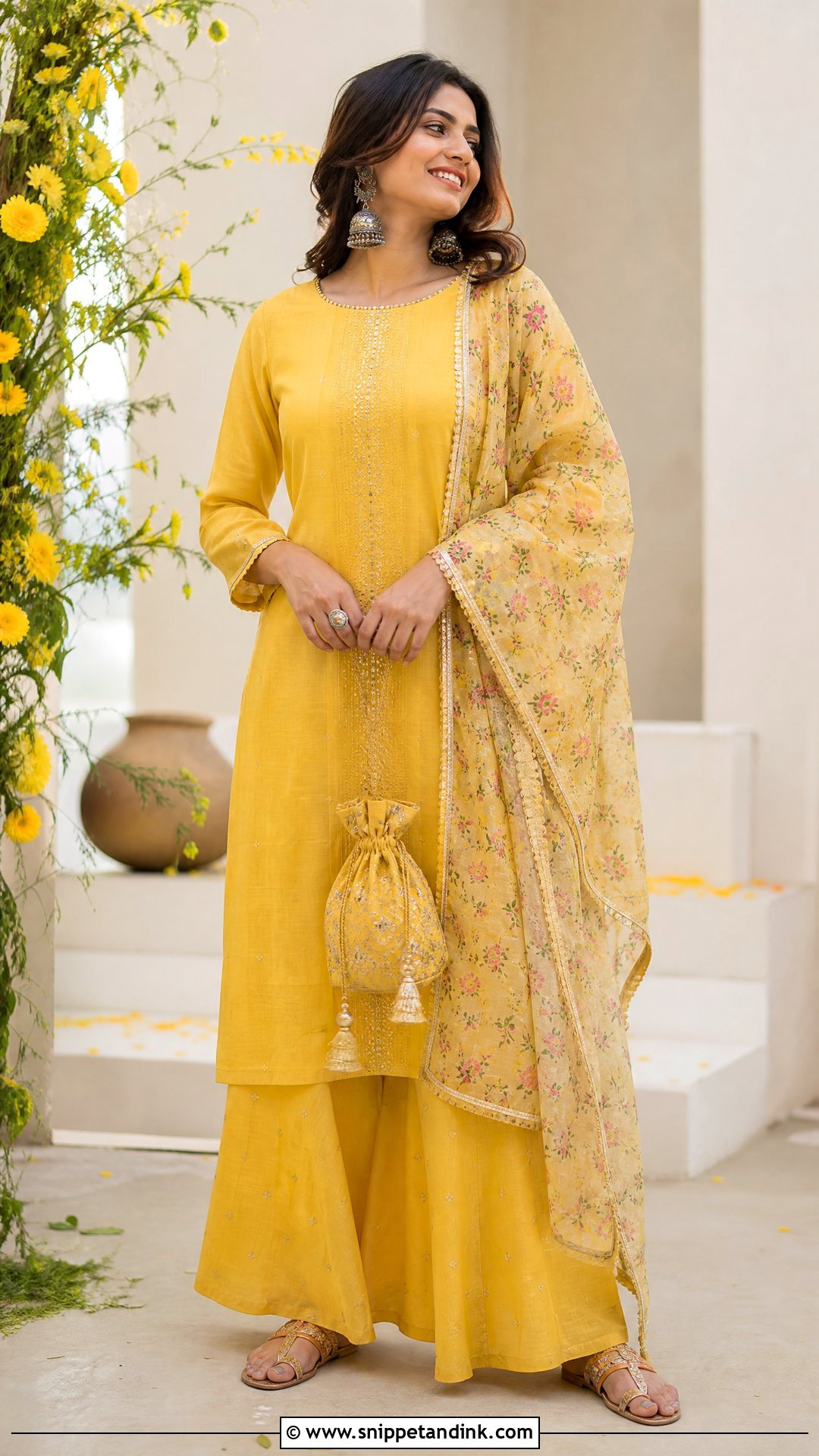 Yellow Palazzo Suit For Haldi Function - Snippet and Ink - 25 Yellow Suit for Haldi Function Ideas