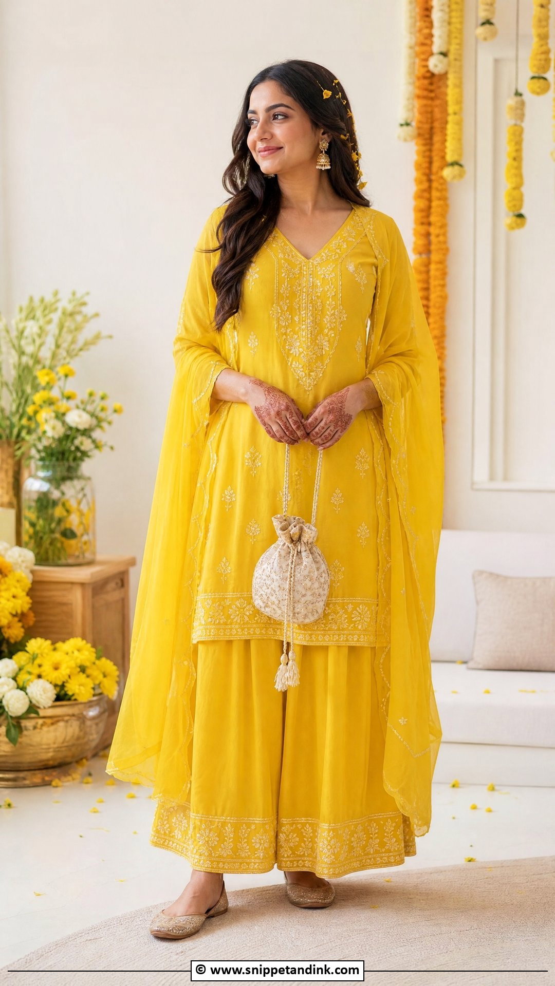 Yellow Palazzo Suit Haldi Outfit - Snippet and Ink - 35 Haldi Outfits for Sister