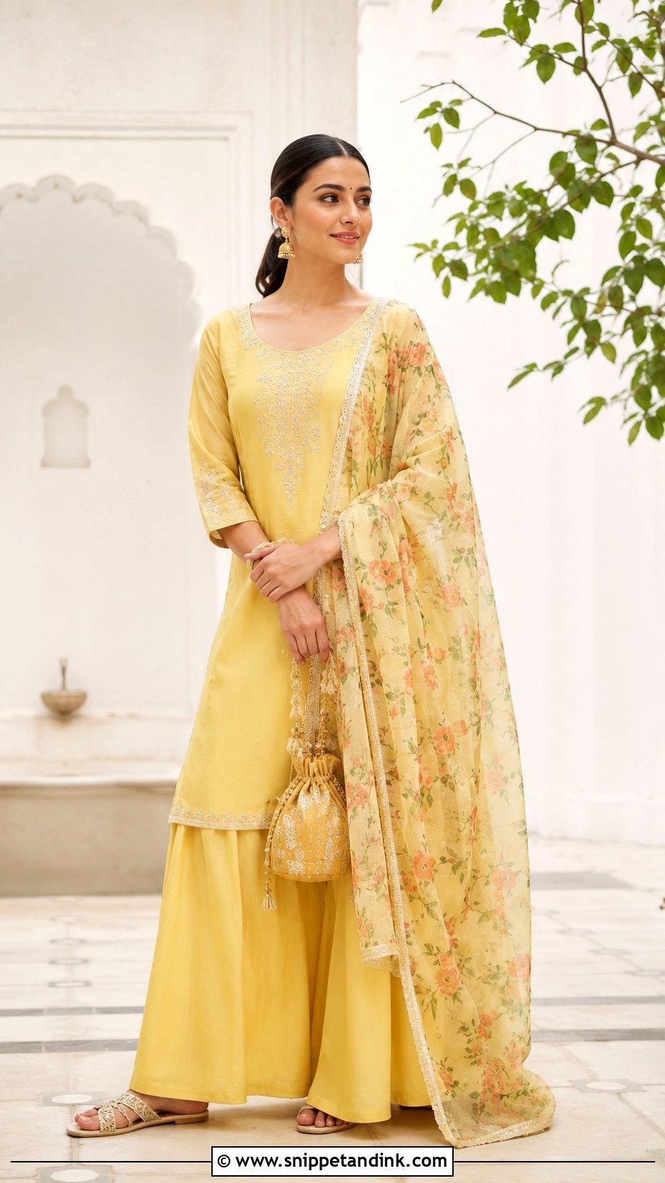 Yellow Palazzo Suit Haldi Outfit - Snippet and Ink - 20 Alia Bhatt Haldi Outfit Ideas
