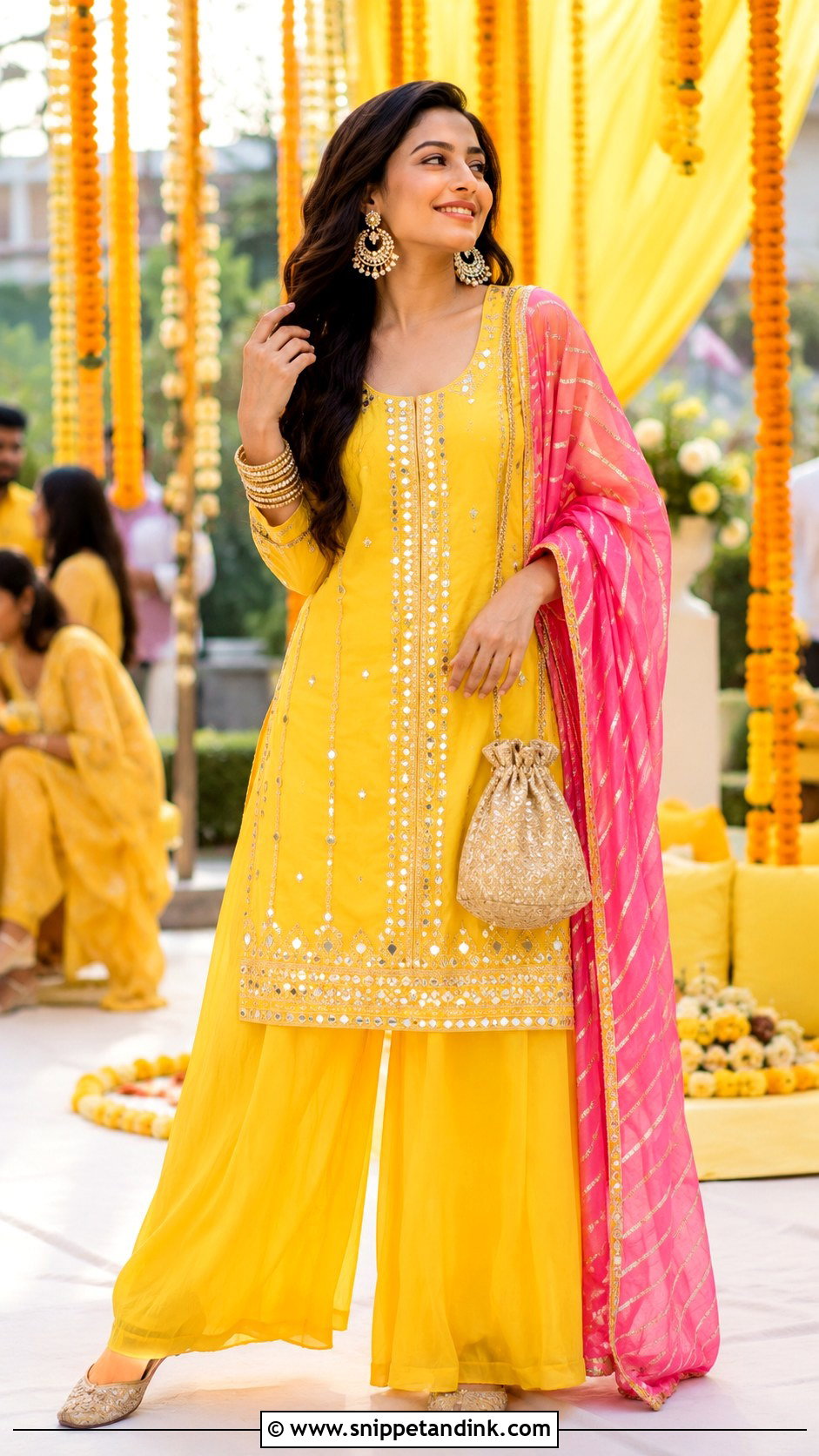 Yellow Palazzo Suit for Haldi - Snippet and Ink - 20 Haldi Function Dress for Sister Ideas