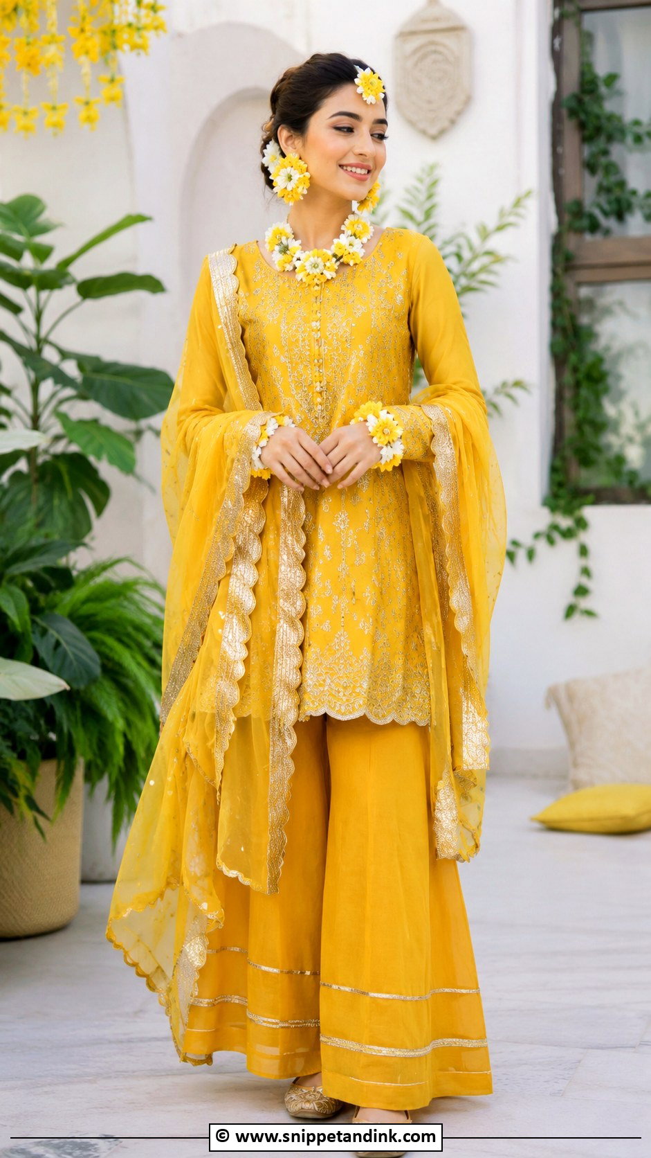 Yellow Palazzo Suit for Haldi Bride - Snippet and Ink - 30 Unique Haldi Outfits for Bride