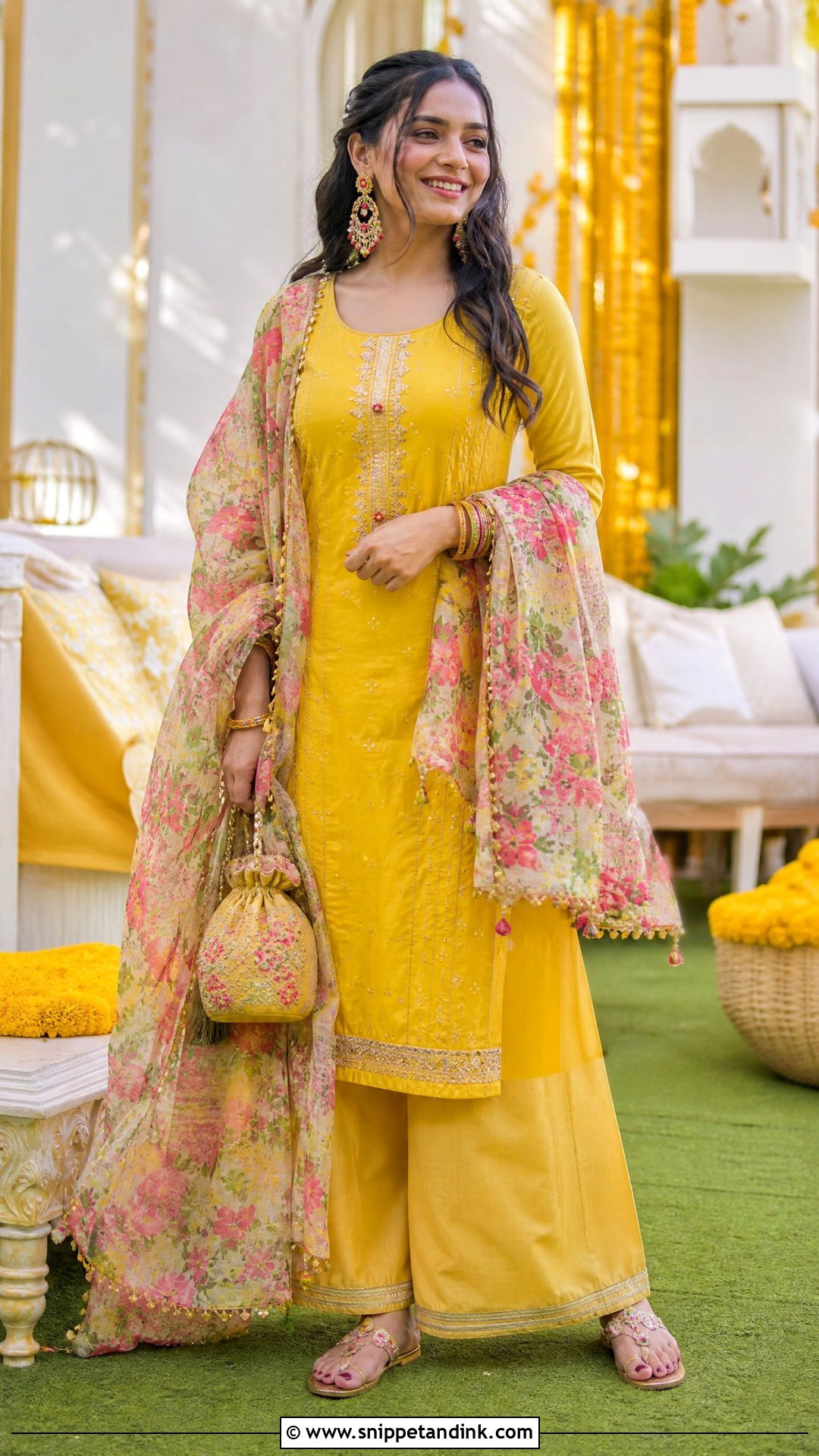 Yellow Palazzo Suit for Haldi Function - Snippet and Ink - 25 Dress for Haldi Function Indian Weddings Ideas