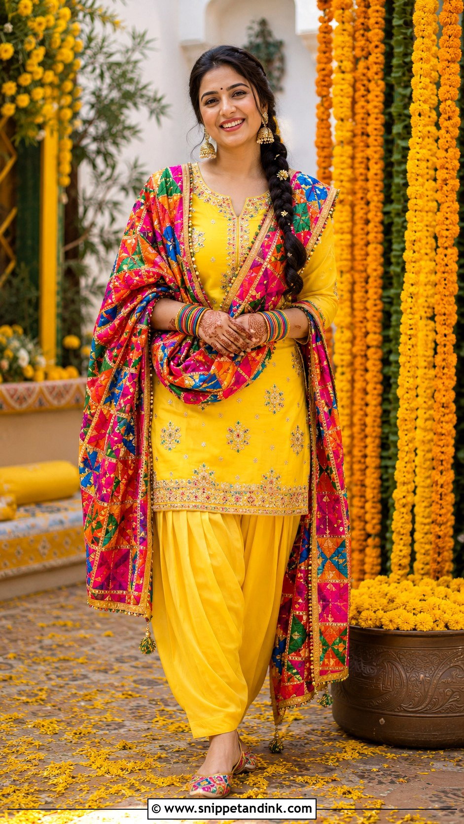 Yellow Patiala Suit Haldi Outfit for Mom - Snippet and Ink - 20 Haldi Outfit for Mom Ideas