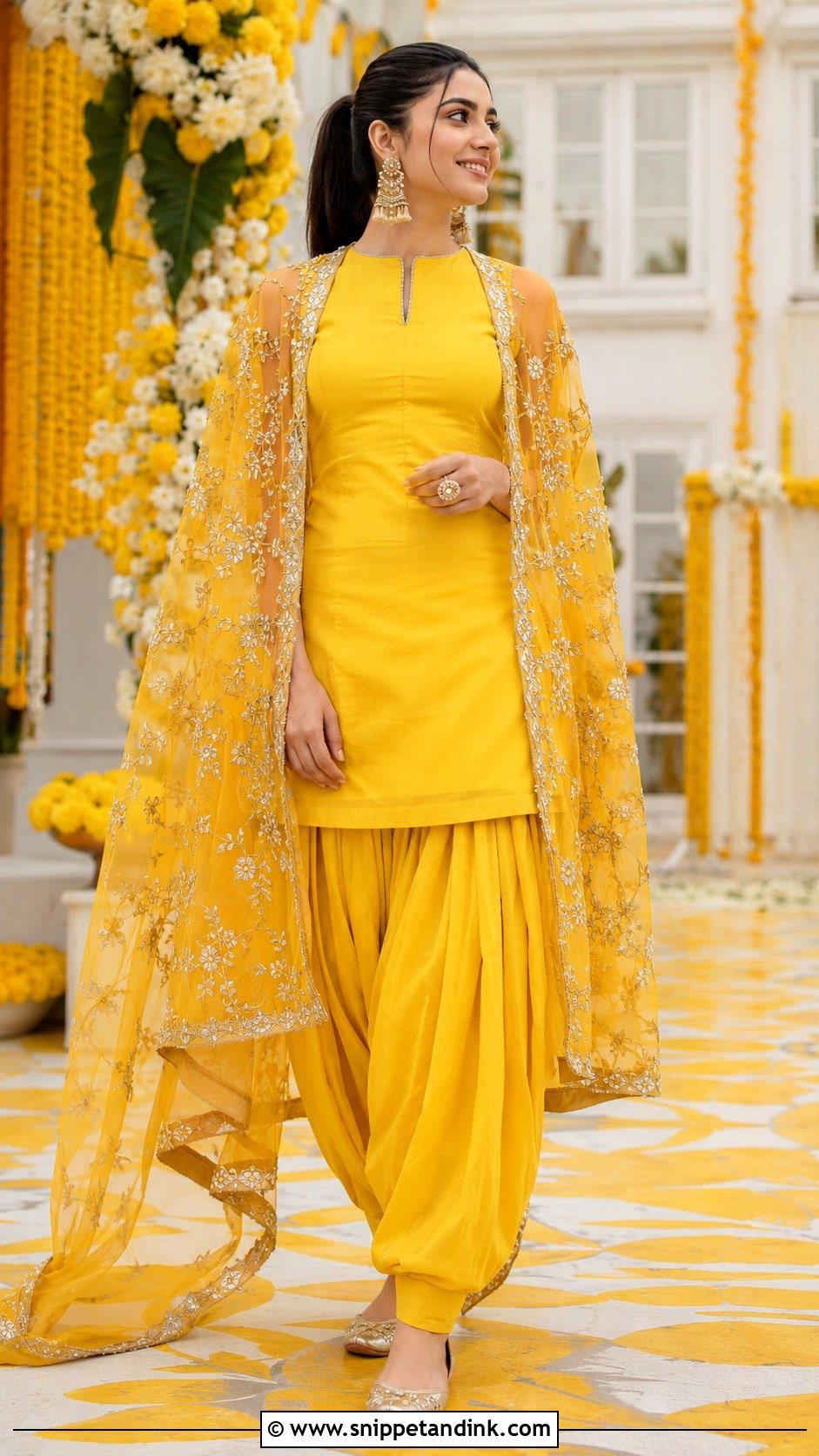 Yellow Patiala Suit With Cape Dupatta - Snippet and Ink - 20 Yellow Patiala Suit for Haldi Ideas