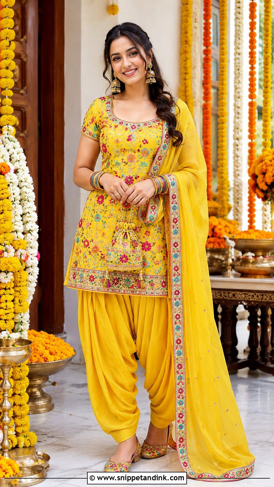 Yellow Patiala Suit With Multicolor Embroidery - Snippet and Ink - 20 Yellow Patiala Suit for Haldi Ideas