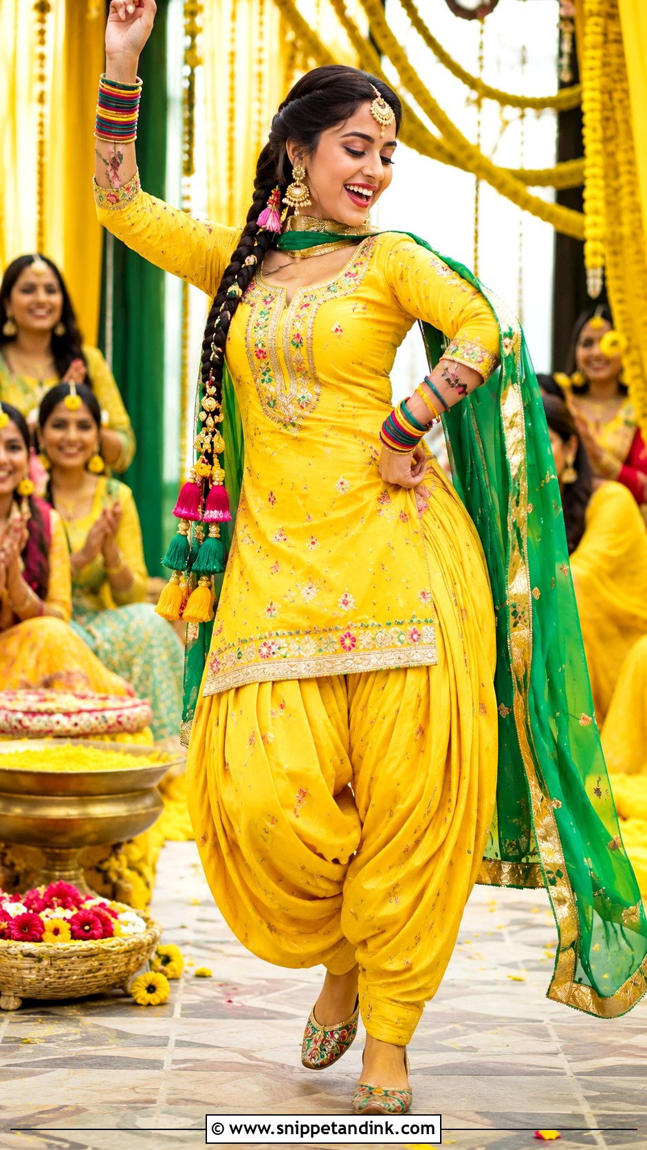 Yellow Patiala Suit With Punjabi Paranda - Snippet and Ink - 20 Yellow Patiala Suit for Haldi Ideas