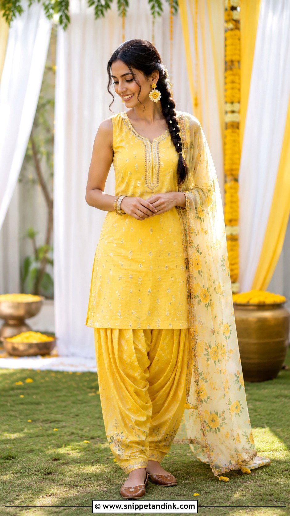 Yellow Patiala Suit With Sleeveless Kurti - Snippet and Ink - 20 Yellow Patiala Suit for Haldi Ideas