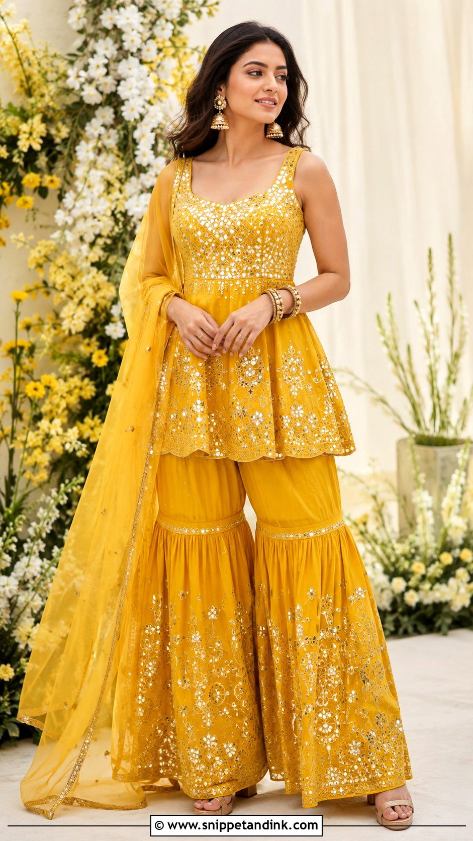 Yellow Peplum Dress For Haldi - Snippet and Ink - 25 Yellow Dress for Haldi Ideas