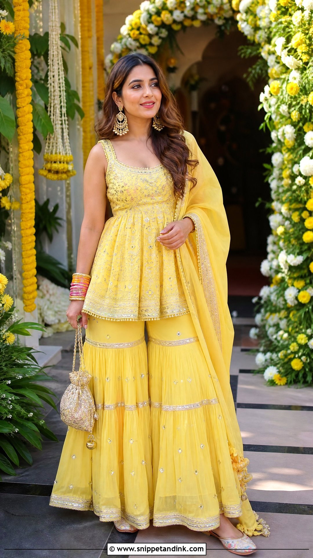 Yellow Peplum Gharara for Haldi Function - Snippet and Ink - 25 Dress for Haldi Function Indian Weddings Ideas