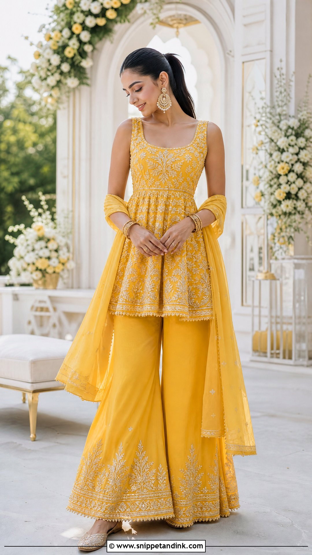 Yellow Peplum Palazzo Suit for Haldi - Snippet and Ink - 20 Yellow Plazo Suit for Haldi Ideas