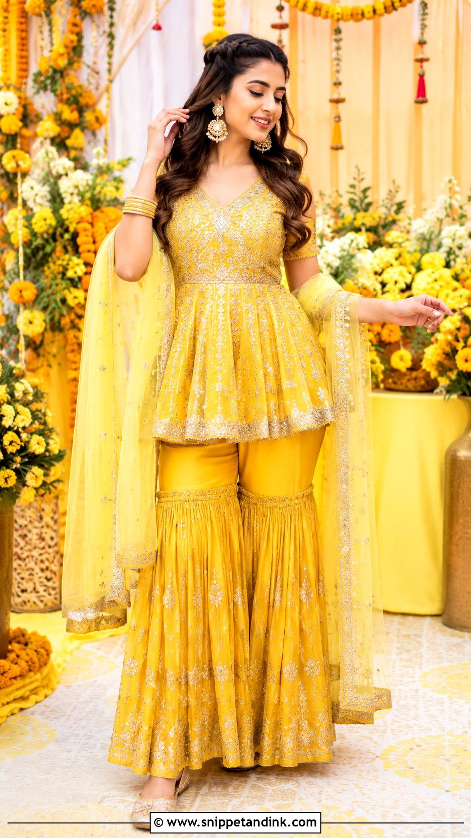 Yellow Peplum Sharara For Bride Sister - Snippet and Ink - 30 Haldi Outfit for Bride Sister Ideas