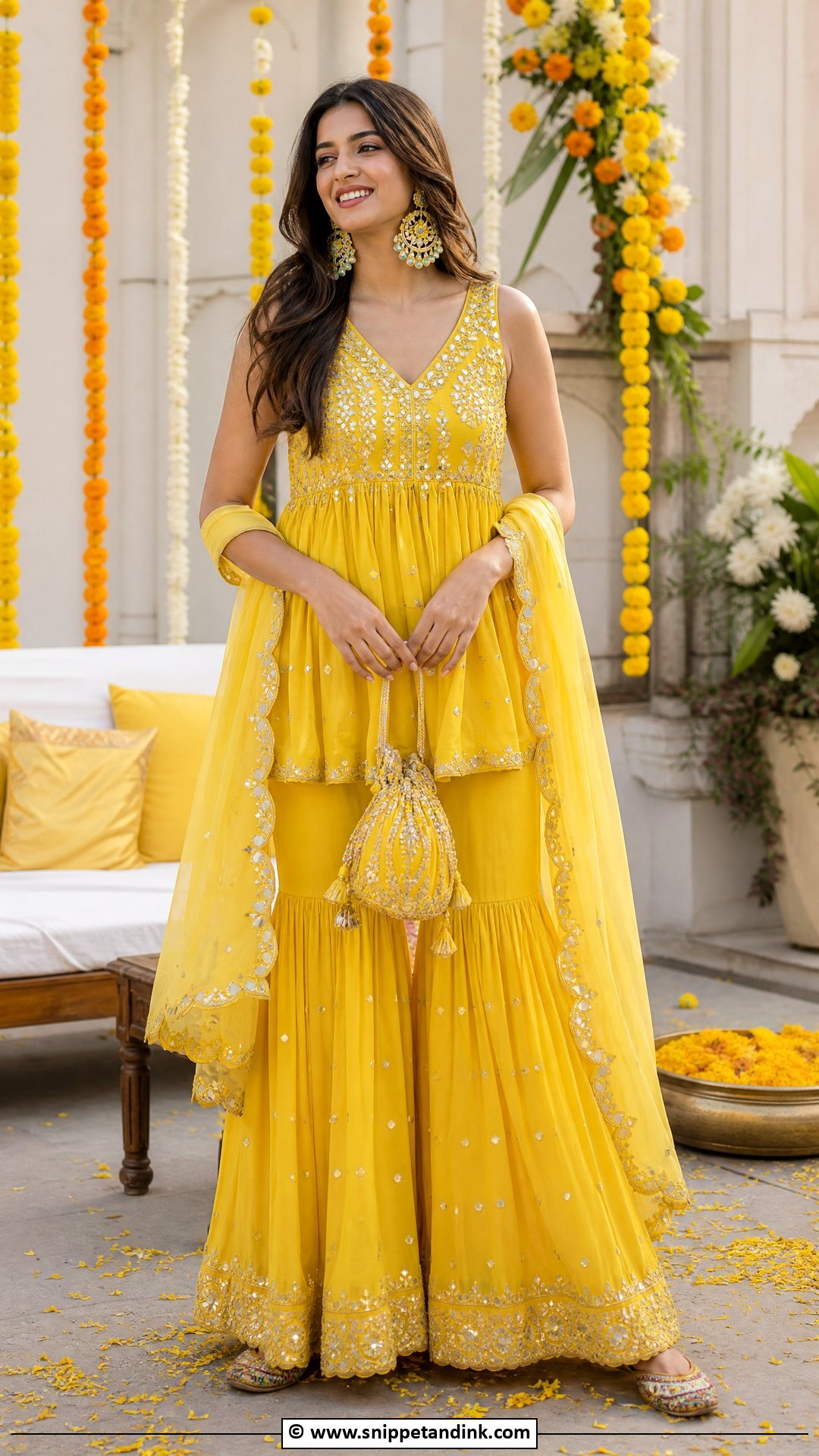 Yellow Peplum Sharara For Haldi - Snippet and Ink - 35 Haldi Outfits