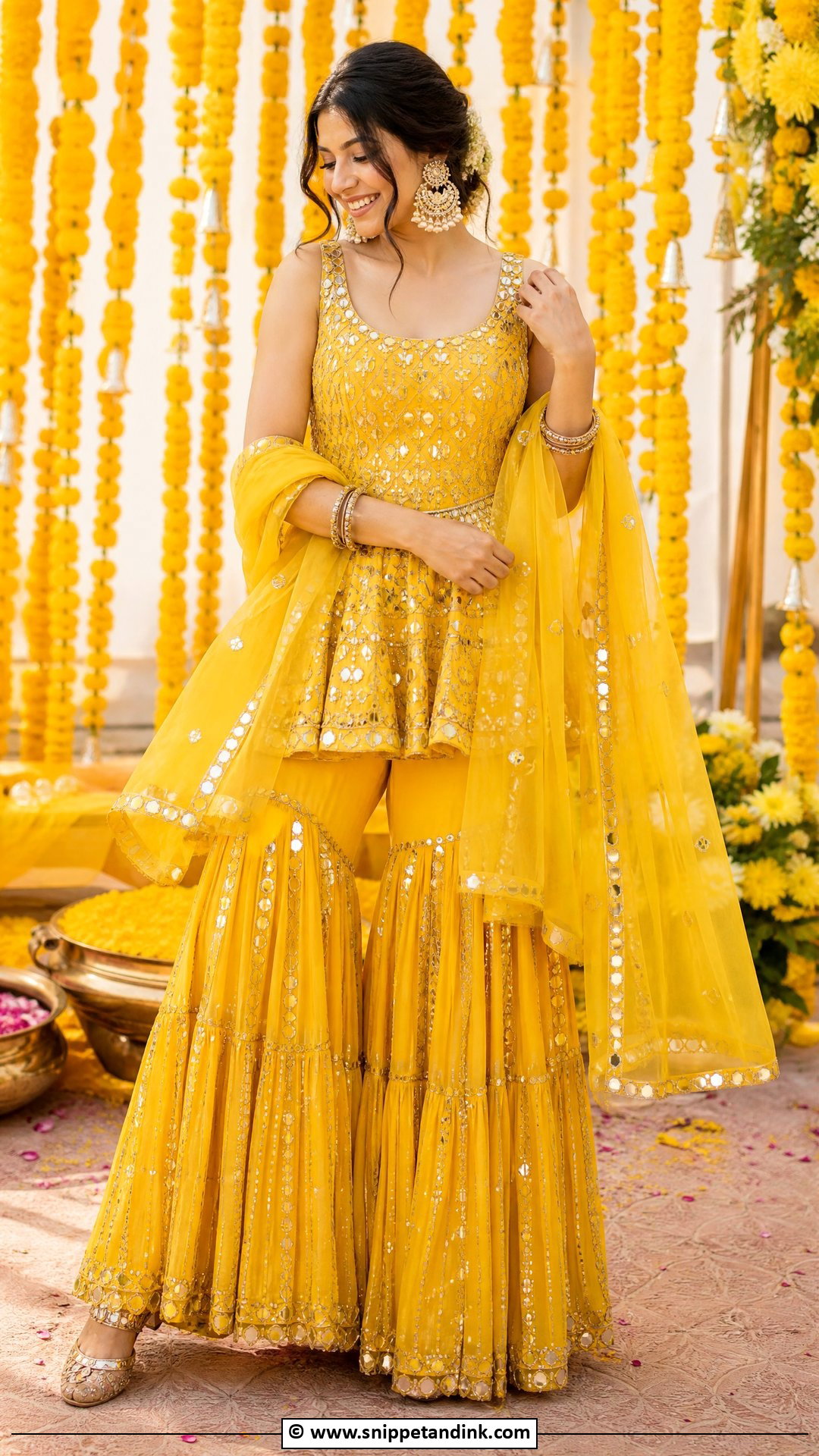 Yellow Peplum Sharara Haldi Outfit - Snippet and Ink - 35 Haldi Outfits for Sister