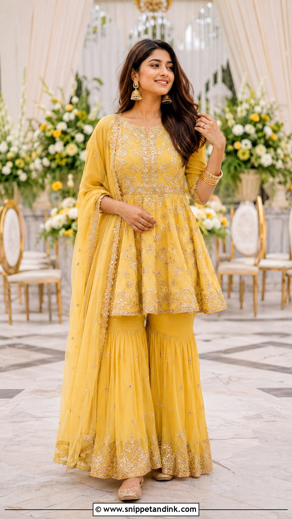 Yellow Peplum Sharara Haldi Outfit - Snippet and Ink - 20 Haldi Inspo Outfit Ideas