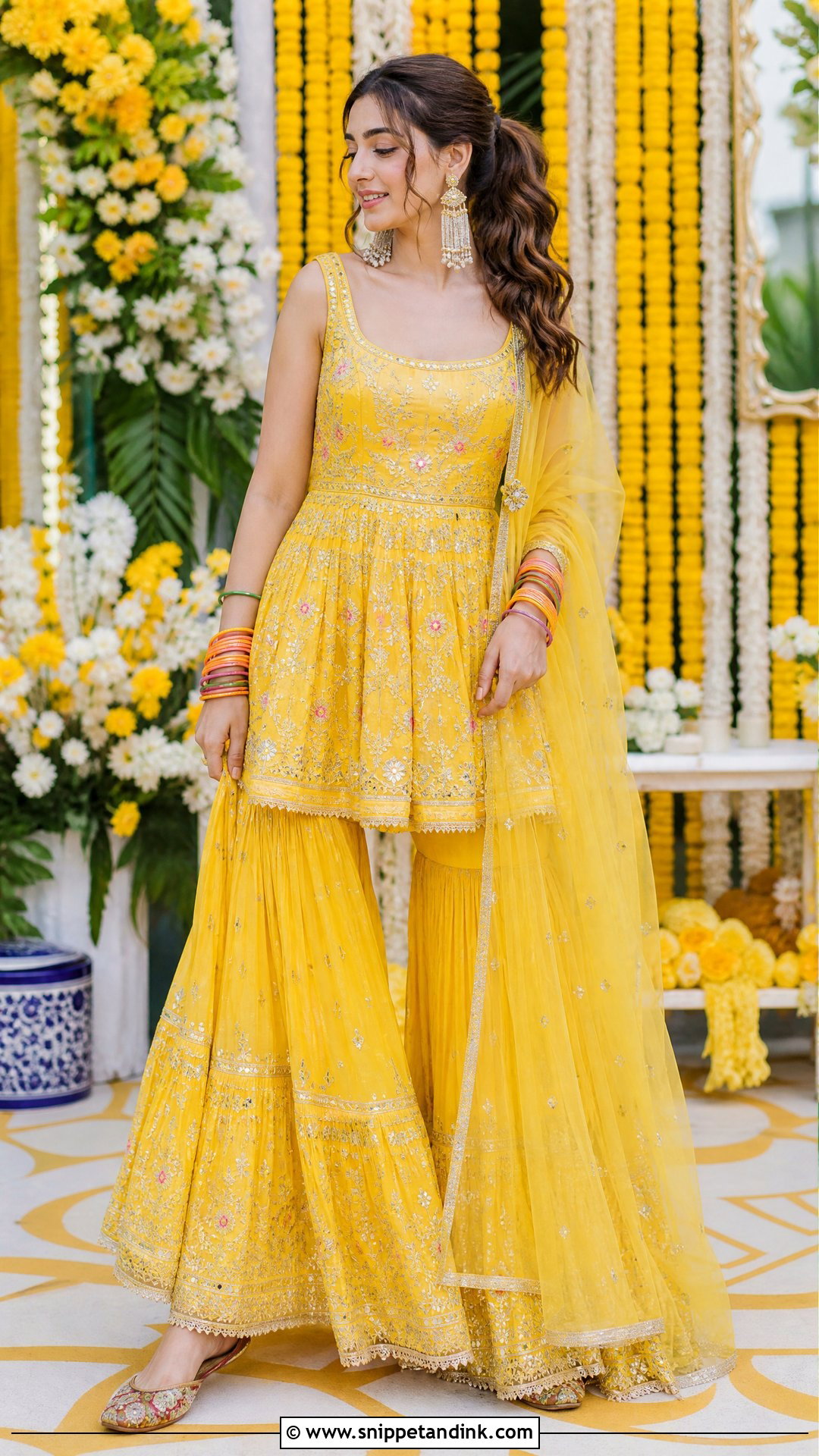 Yellow Peplum Sharara Outfit - Snippet and Ink - 20 Yellow Haldi Outfit for Sister Ideas