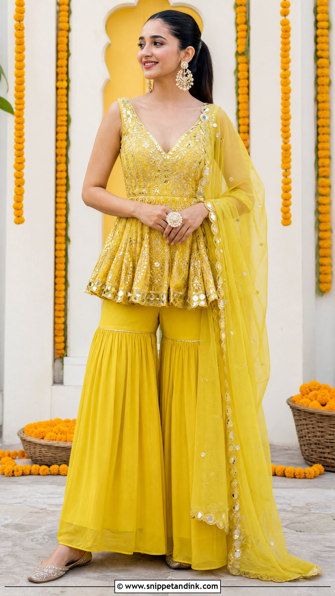Yellow Peplum Sharara for Haldi - Snippet and Ink - 20 Yellow Dresses for Haldi