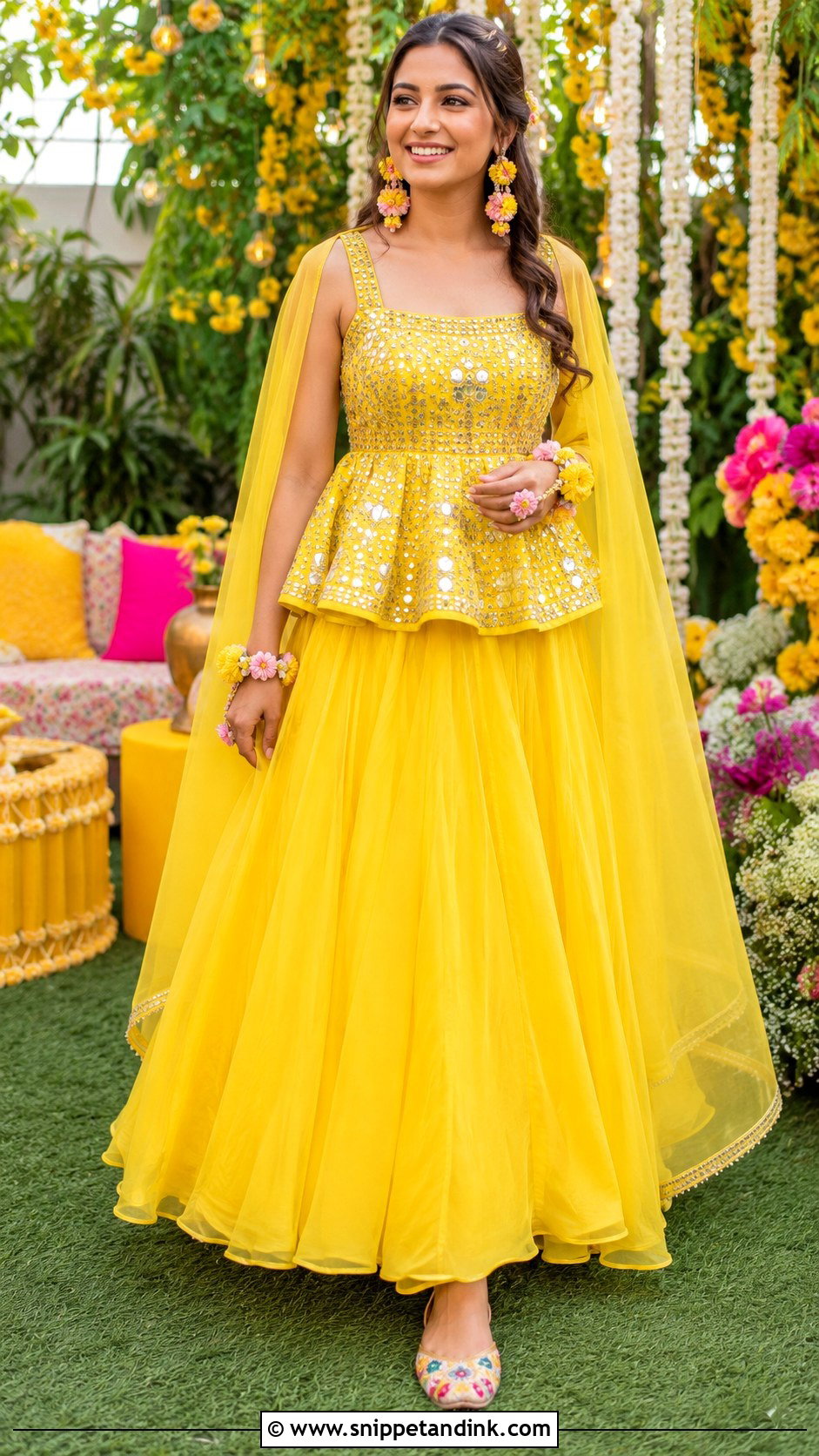 Yellow Peplum Skirt Haldi Outfit - Snippet and Ink - 20 Haldi Outfit From Scratch Ideas