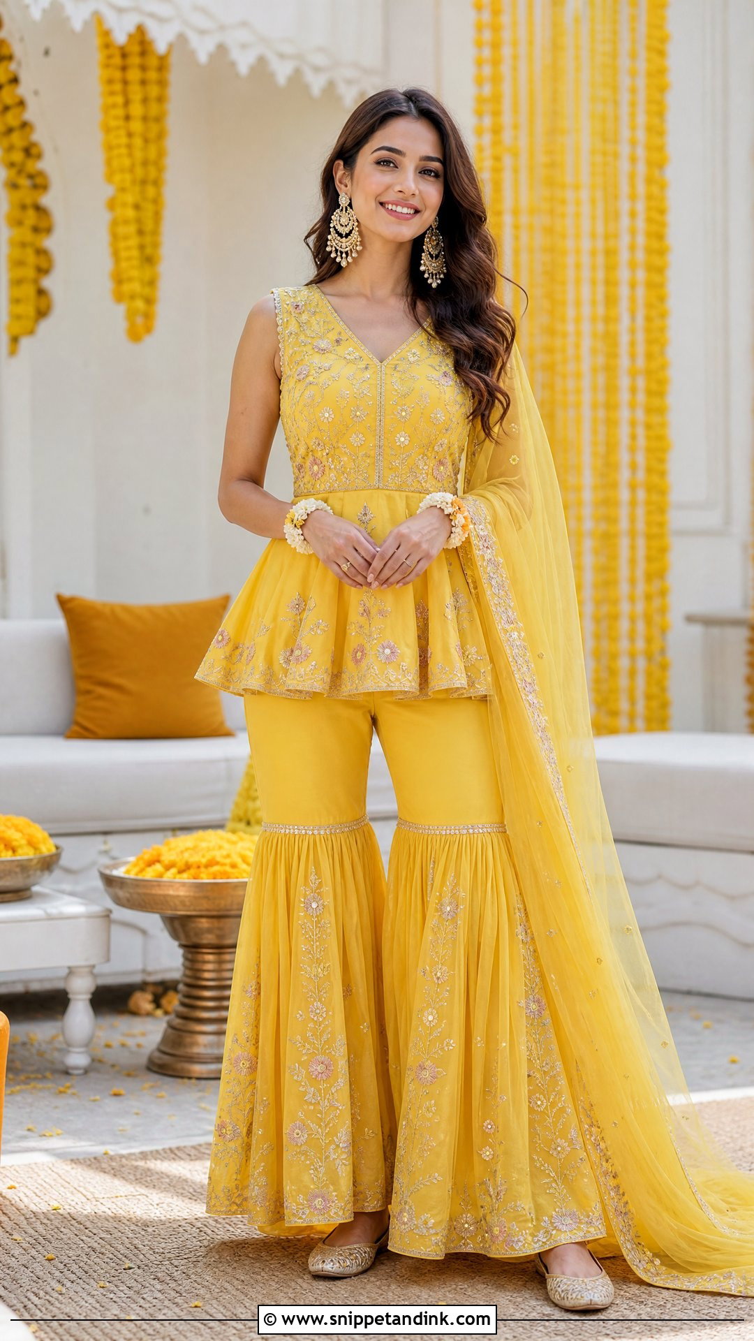 Yellow Peplum Suit For Haldi Function - Snippet and Ink - 25 Yellow Suit for Haldi Function Ideas