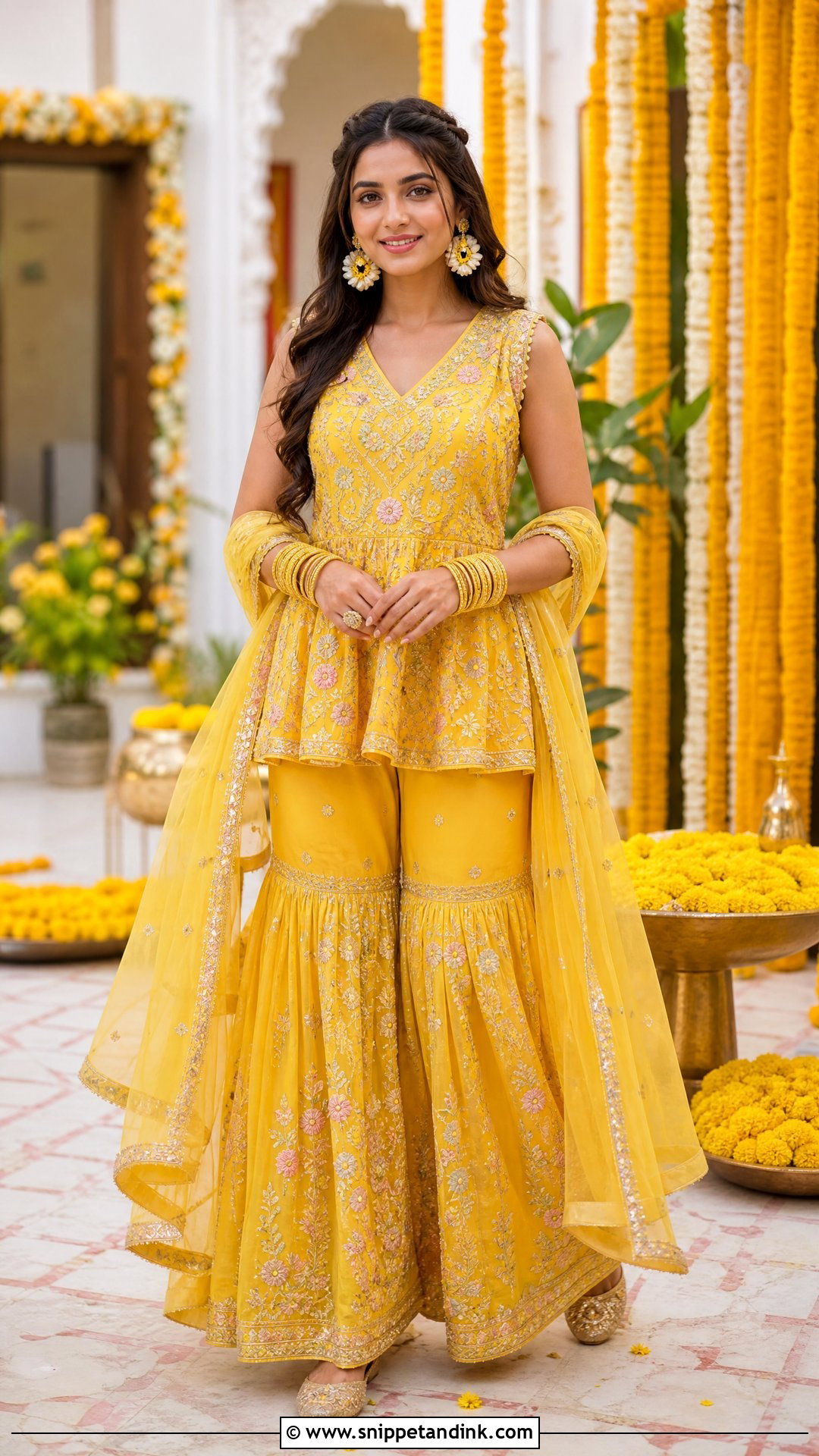 Yellow Peplum Top And Sharara For Haldi - Snippet and Ink - 25 Dress for Haldi Ideas