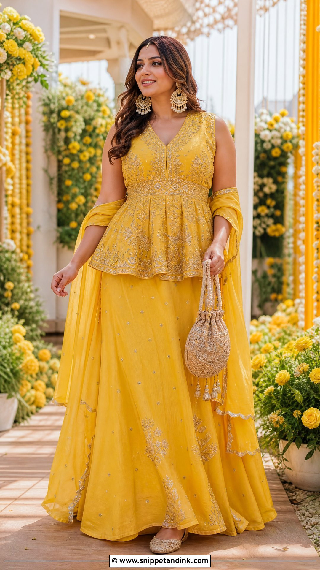 Yellow Peplum Top and Skirt for Haldi - Snippet and Ink - 20 Yellow Colour Dress for Haldi Ideas