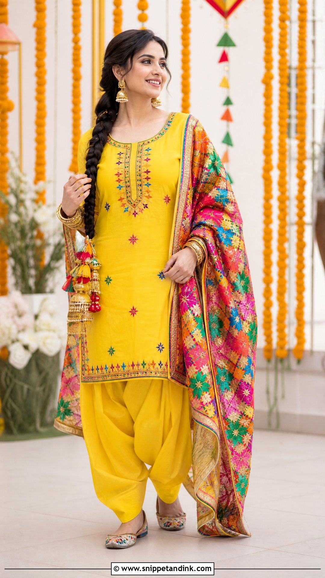 Yellow Phulkari Jaago Suit - Snippet and Ink - 25 Jaago Outfit Ideas