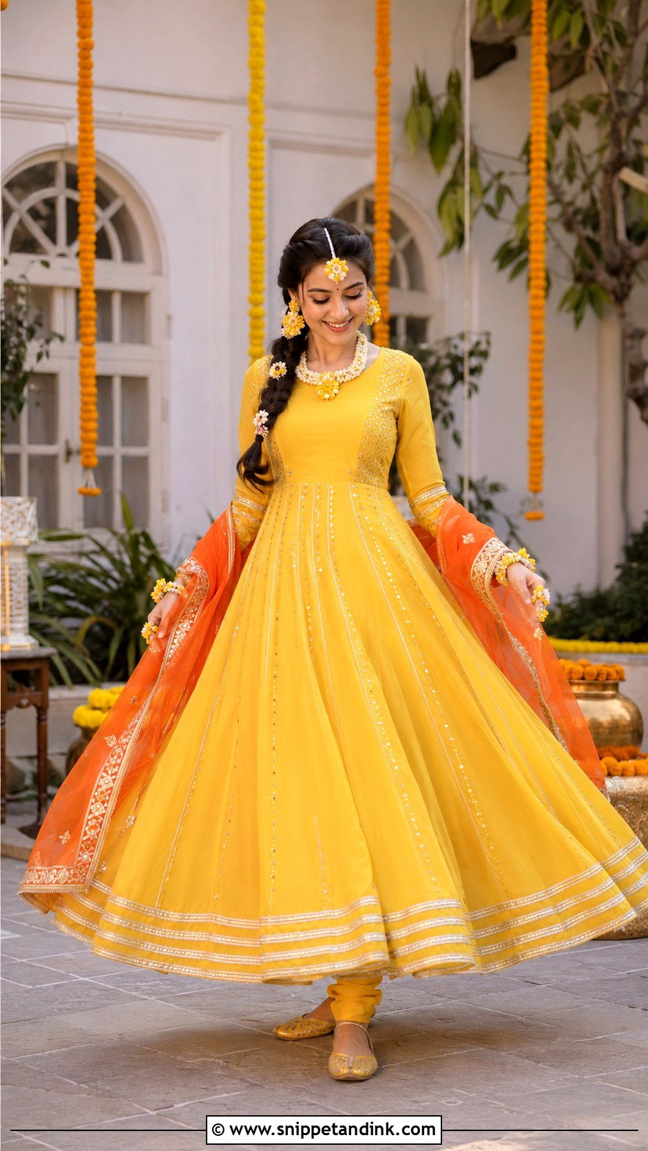 Yellow Pishwas Bridal Mayon Dress - Snippet and Ink - 20 Bridal Mayon Dress Ideas
