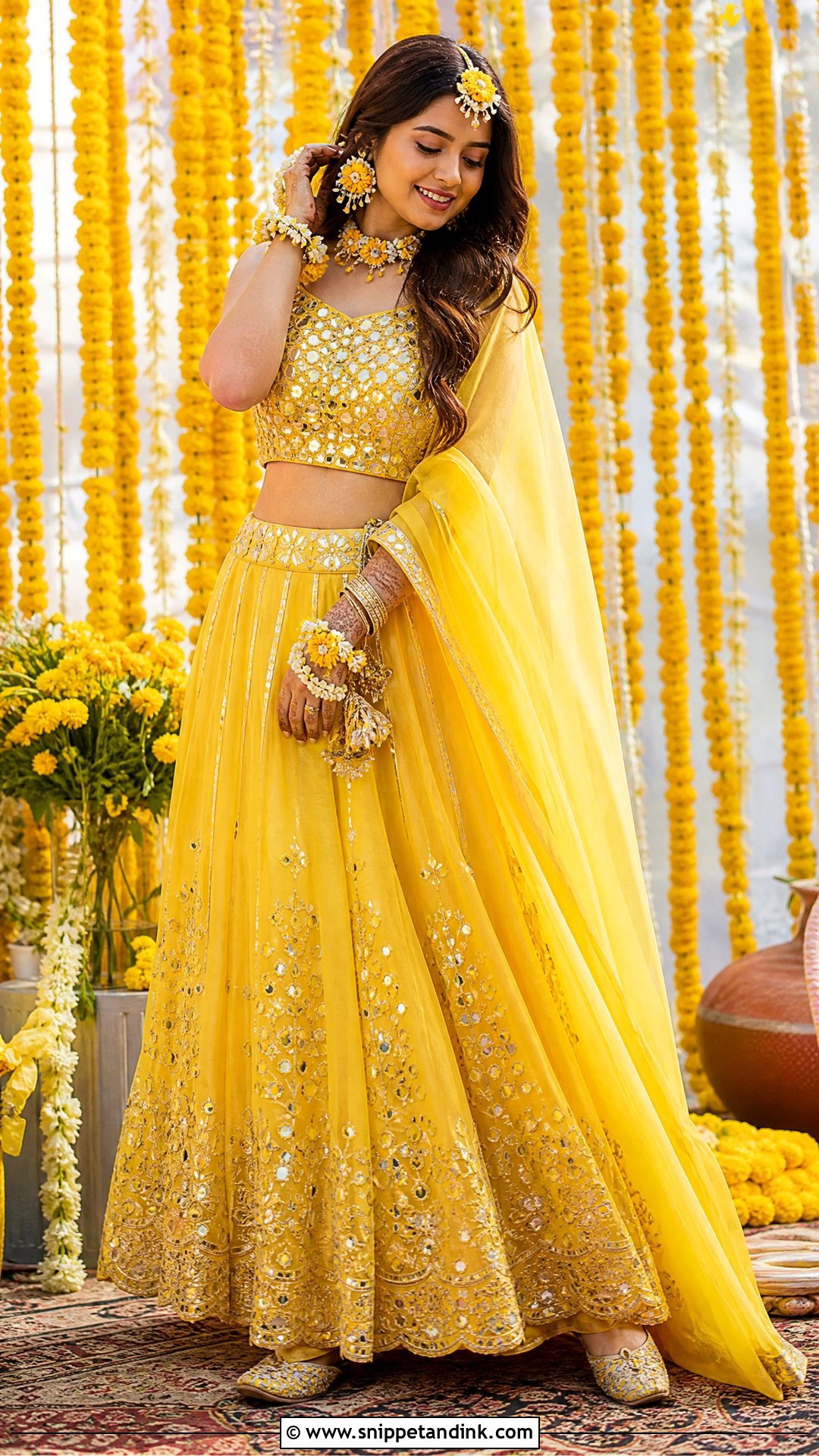 Yellow Pithi Lehenga For Bride - Snippet and Ink - 25 Pithi Outfit Brides Ideas