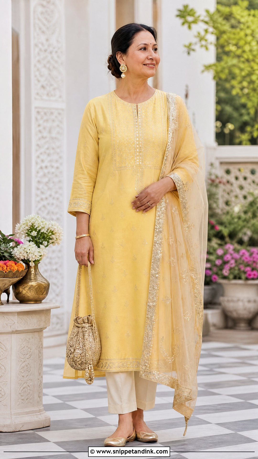 Yellow Pithi Straight Kurta With Cigarette Pants - Snippet and Ink - 20 Yellow Pithi Outfit Ideas