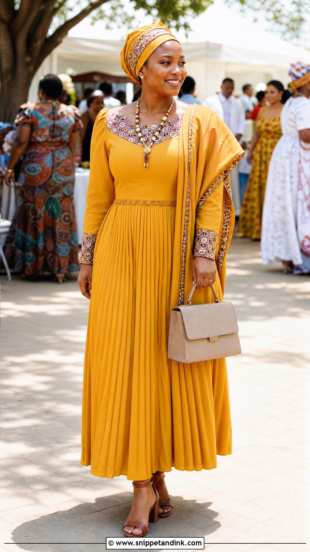 Yellow Pleated Lobola Dress - Snippet and Ink - 20 Traditional Lobola Dresses